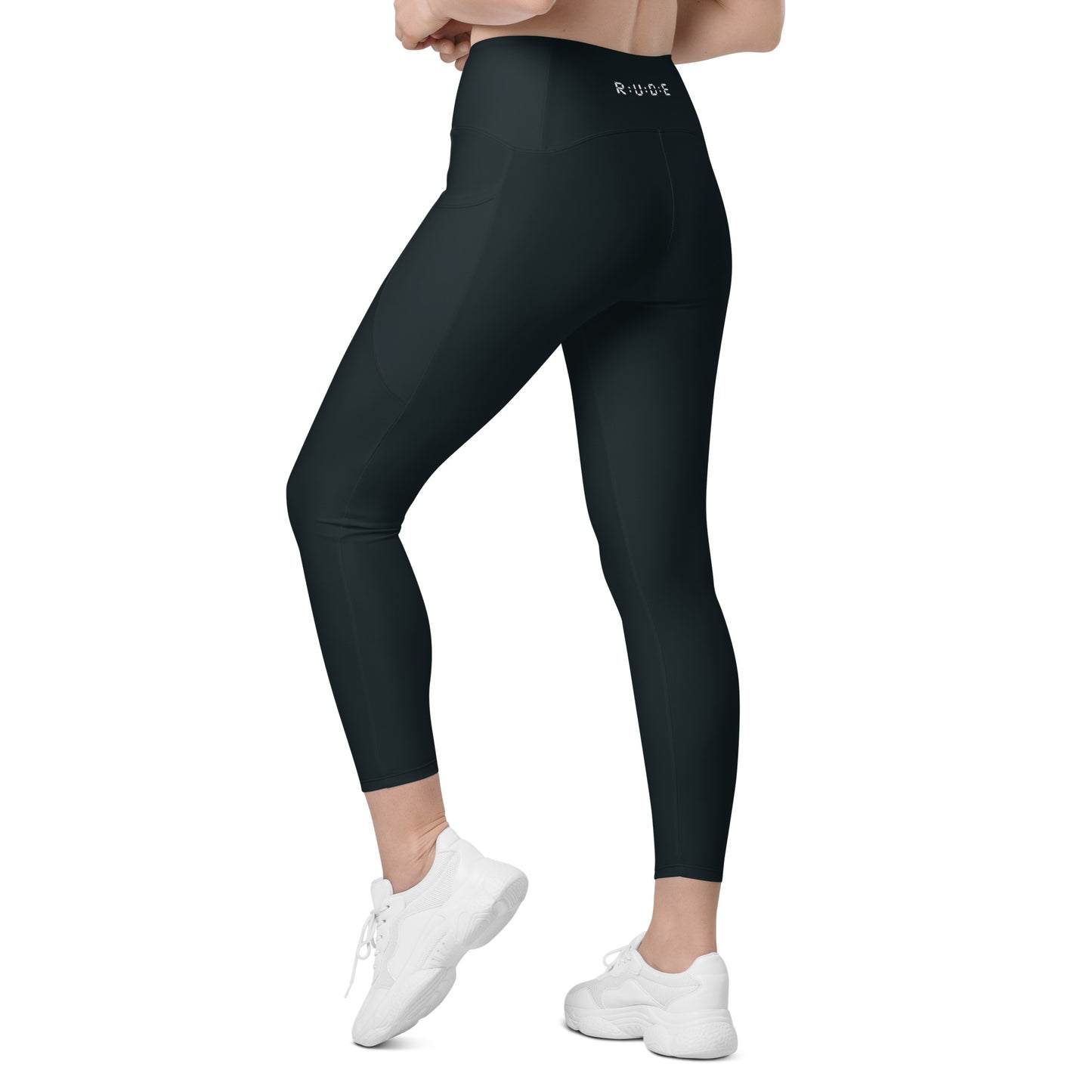Active Leggings in (Black) with pockets -'Recycled' Soft and stretchy fabric with a mild compression feel.