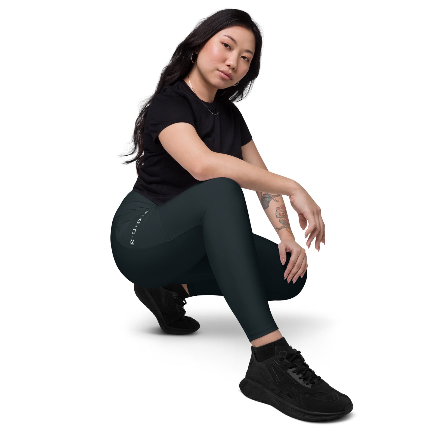 Active Leggings in (Black) with pockets -'Recycled' Soft and stretchy fabric with a mild compression feel.