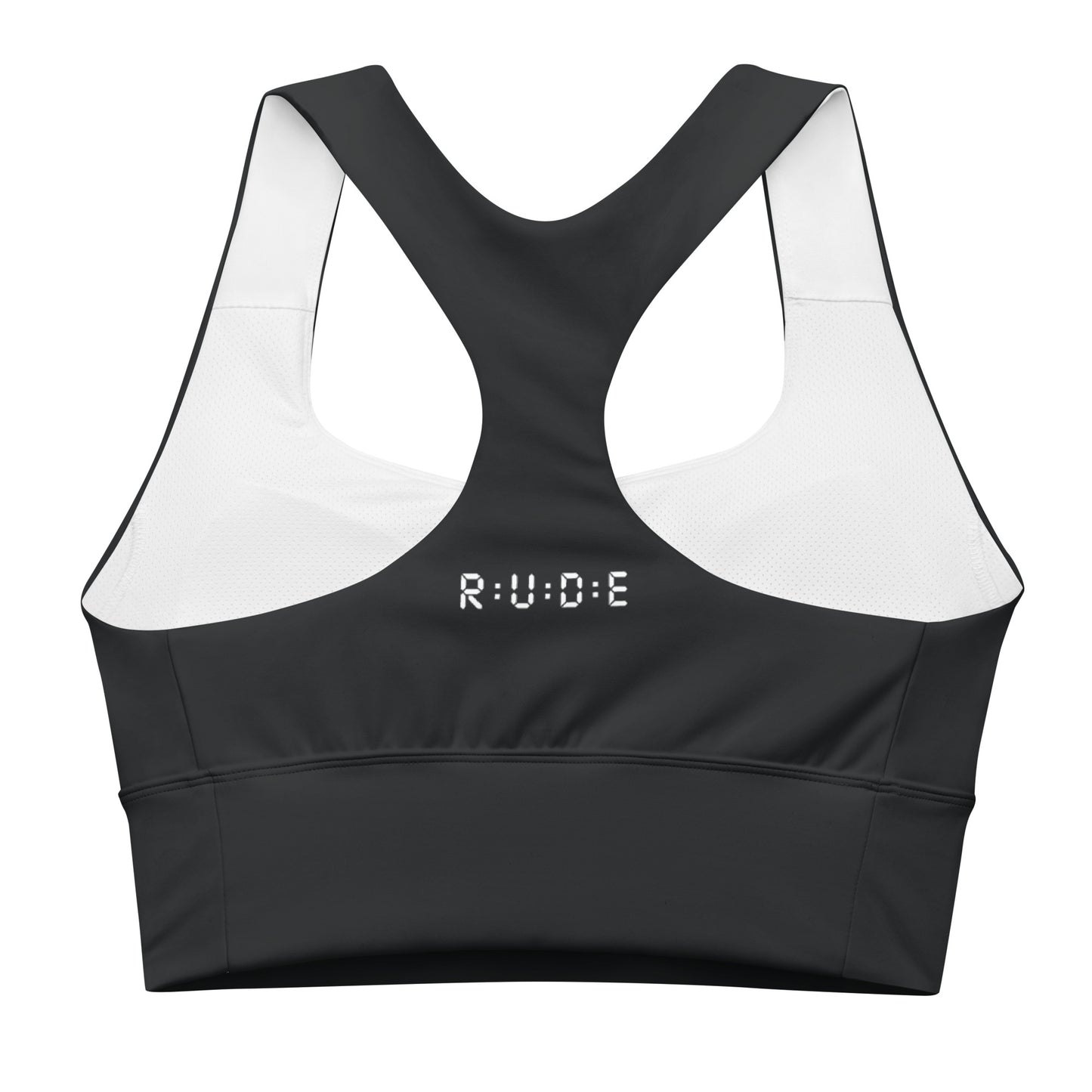 Longline black sports bra (a perfect match with our Sports Leggings).
