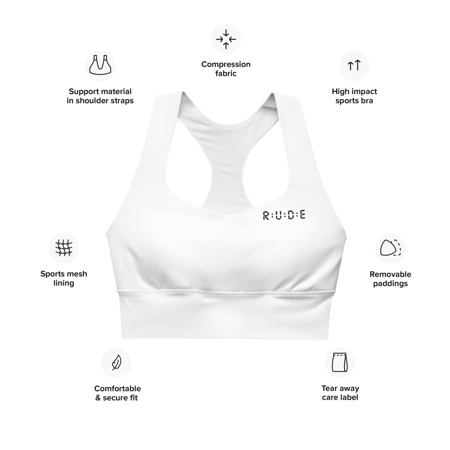 Longline sports bra in white (a perfect match with our Sports Leggings).