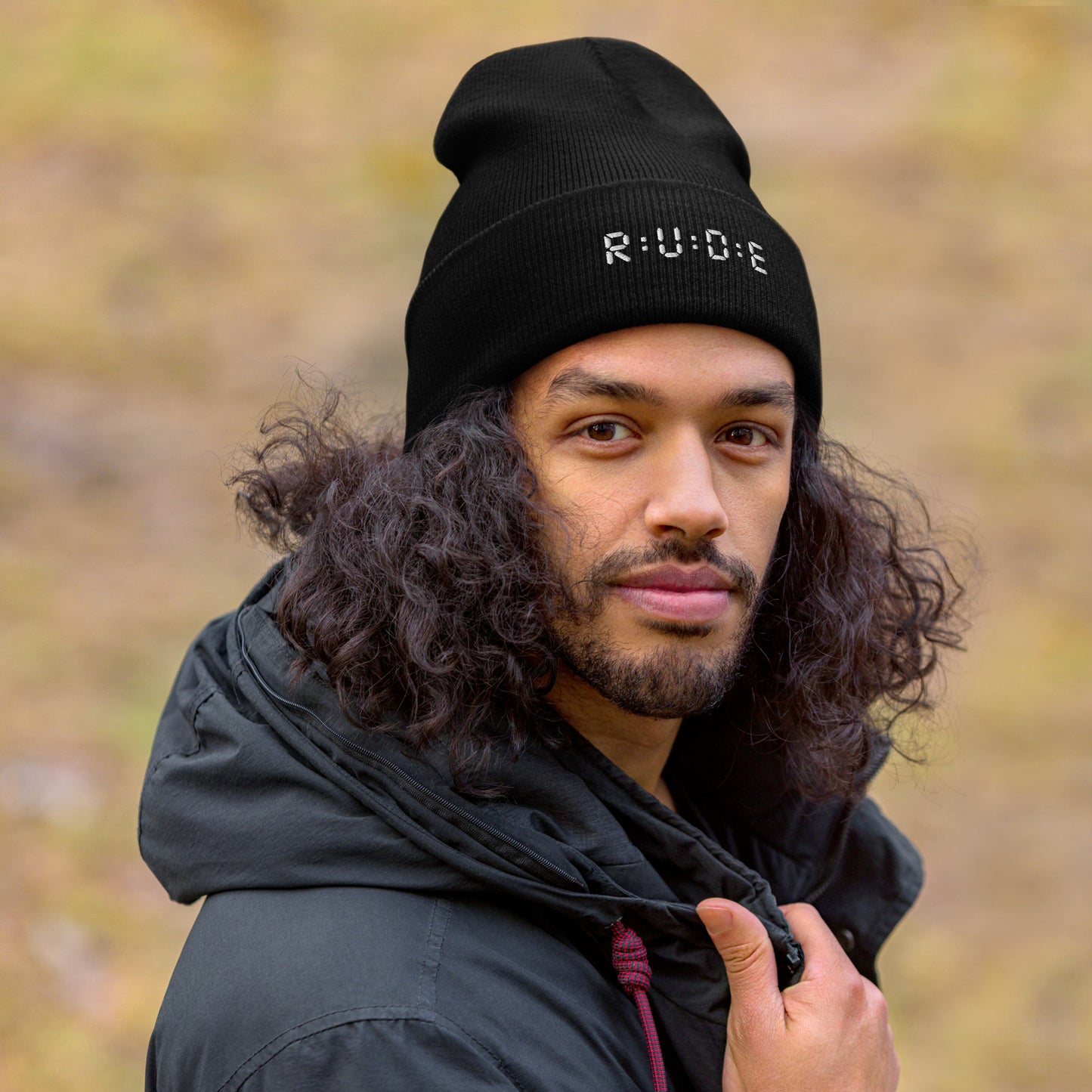 Cuffed Beanie hat. (with WHITE EMBROIDERED logo. Available in 8 colours