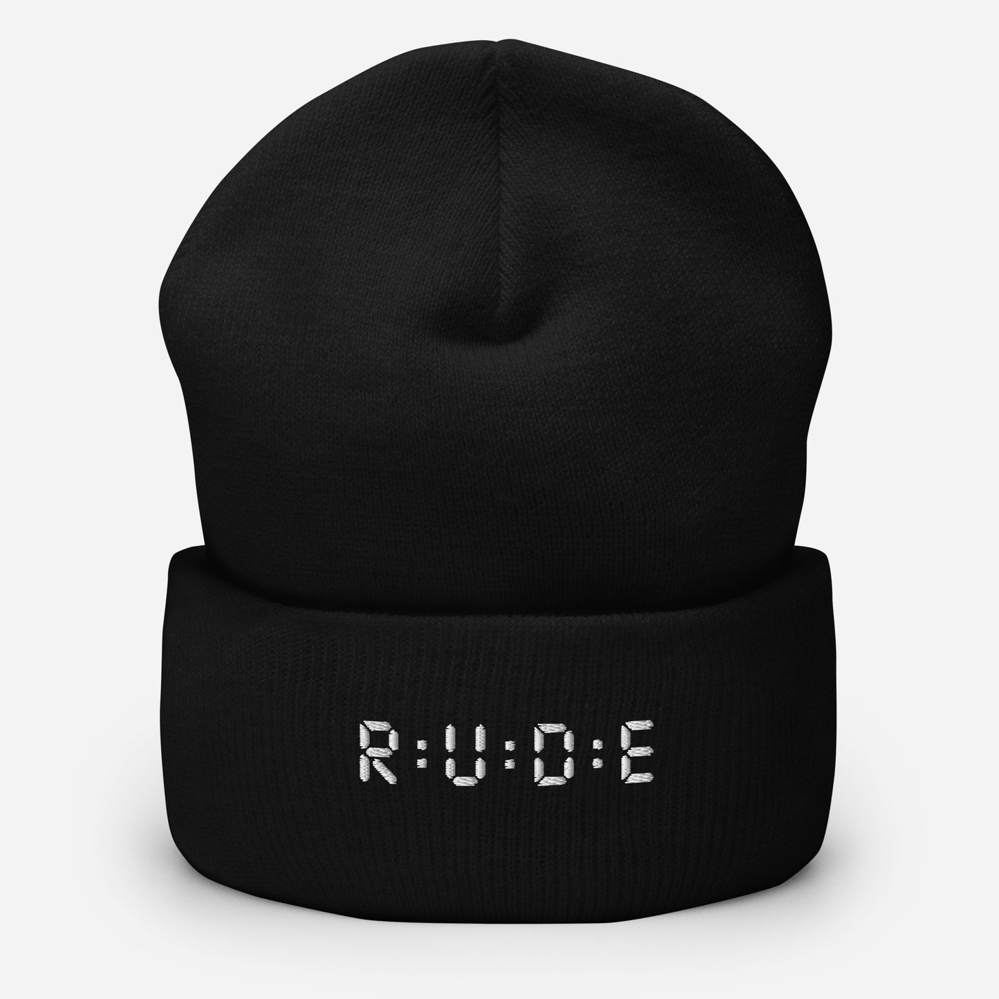 Cuffed Beanie hat. (with WHITE EMBROIDERED logo. Available in 8 colours