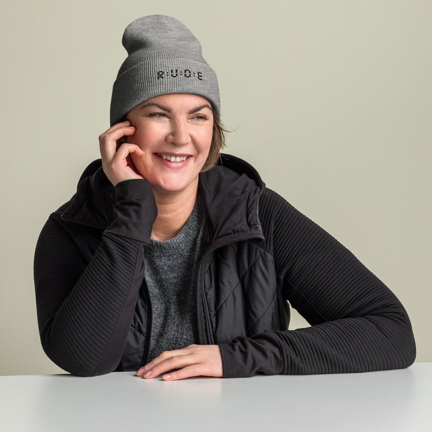 Cuffed Beanie hat. (with WHITE EMBROIDERED logo. Available in 8 colours