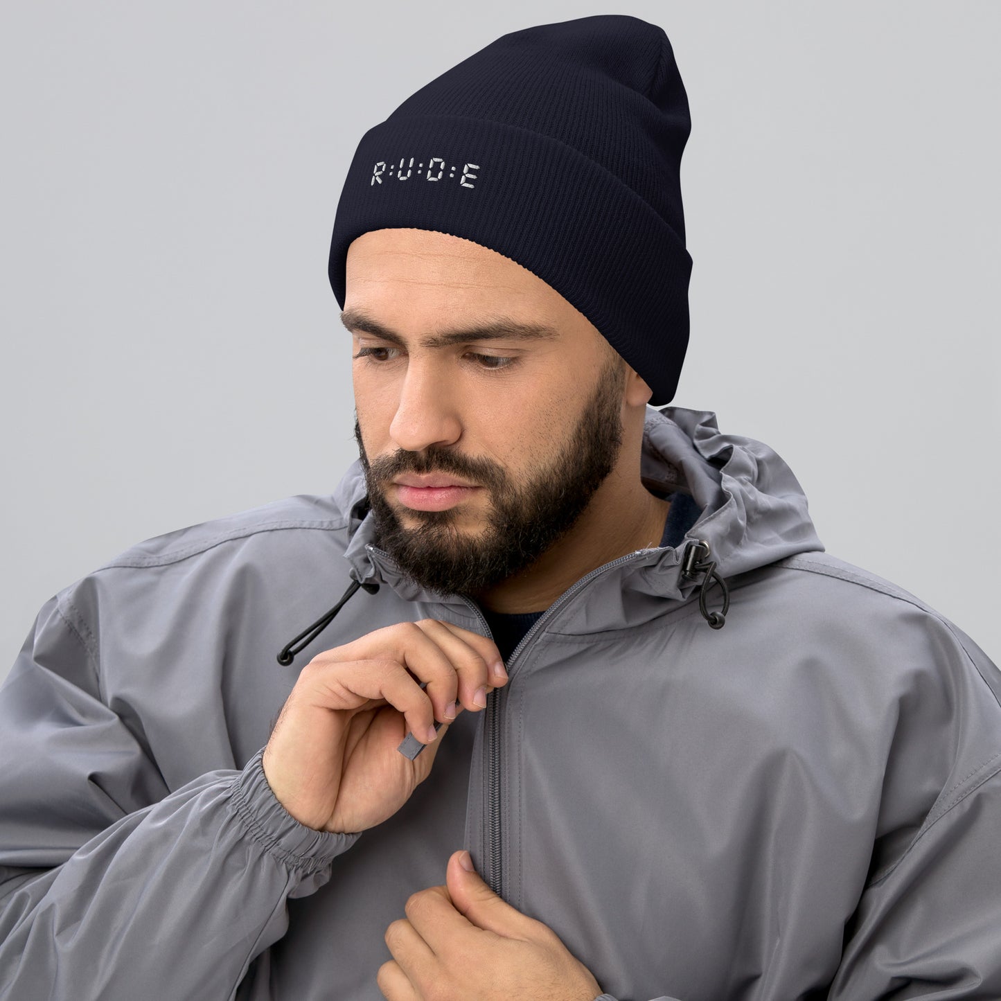 Cuffed Beanie hat. (with WHITE EMBROIDERED logo. Available in 8 colours
