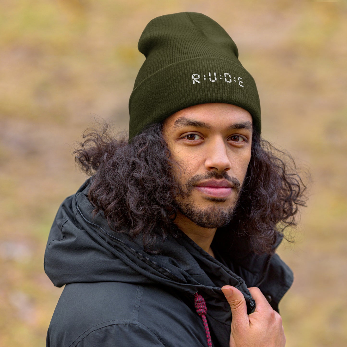 Cuffed Beanie hat. (with WHITE EMBROIDERED logo. Available in 8 colours