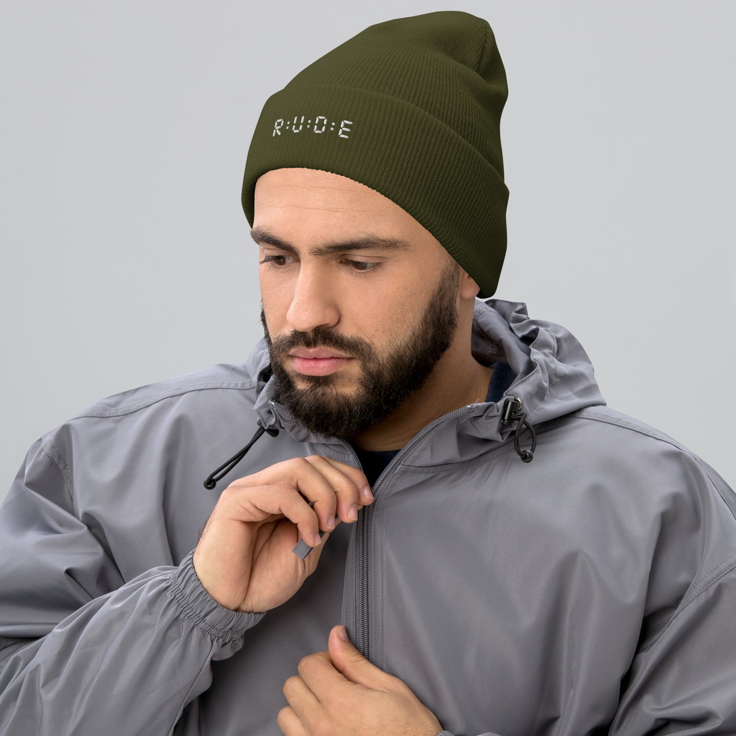 Cuffed Beanie hat. (with WHITE EMBROIDERED logo. Available in 8 colours
