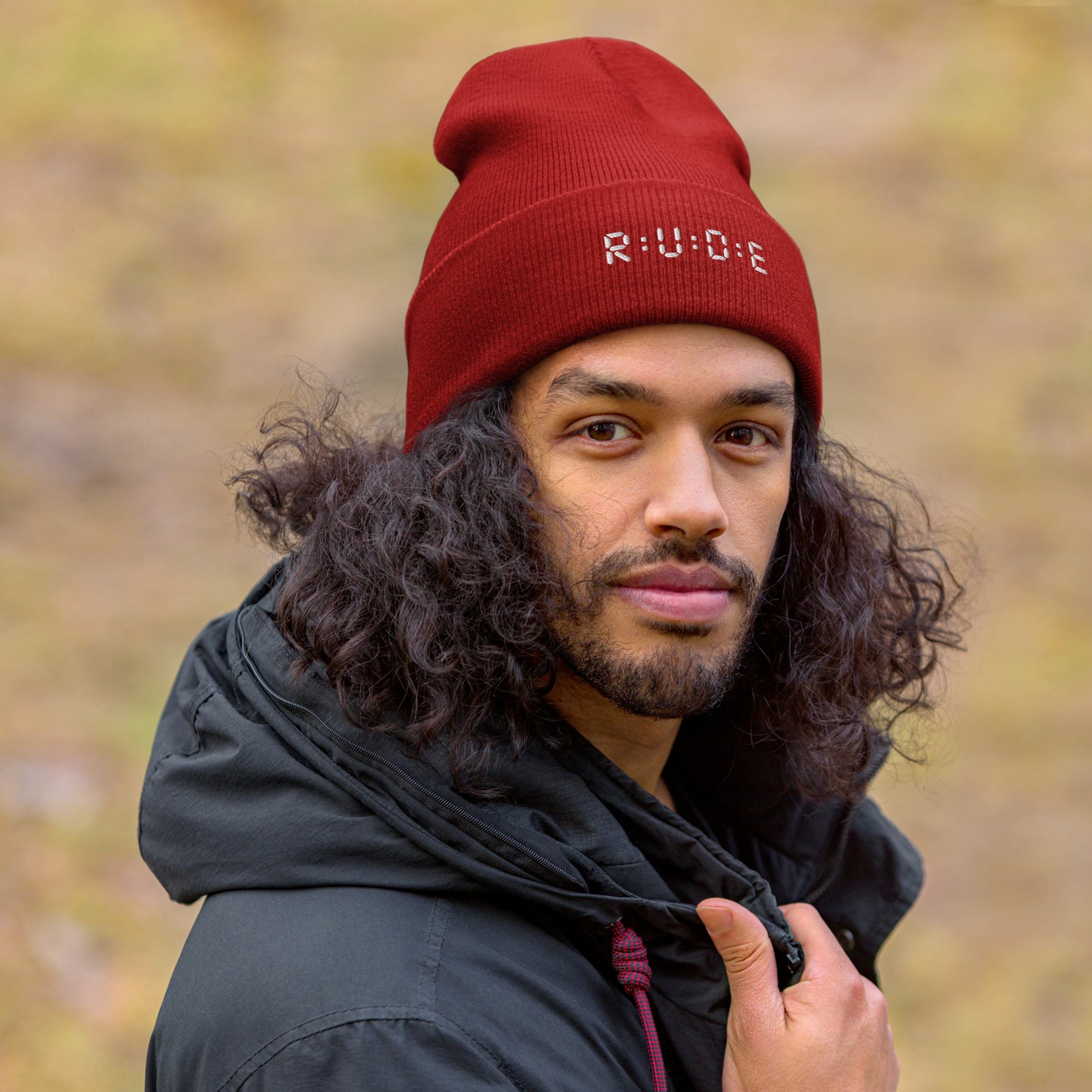 Cuffed Beanie hat. (with WHITE EMBROIDERED logo. Available in 8 colours