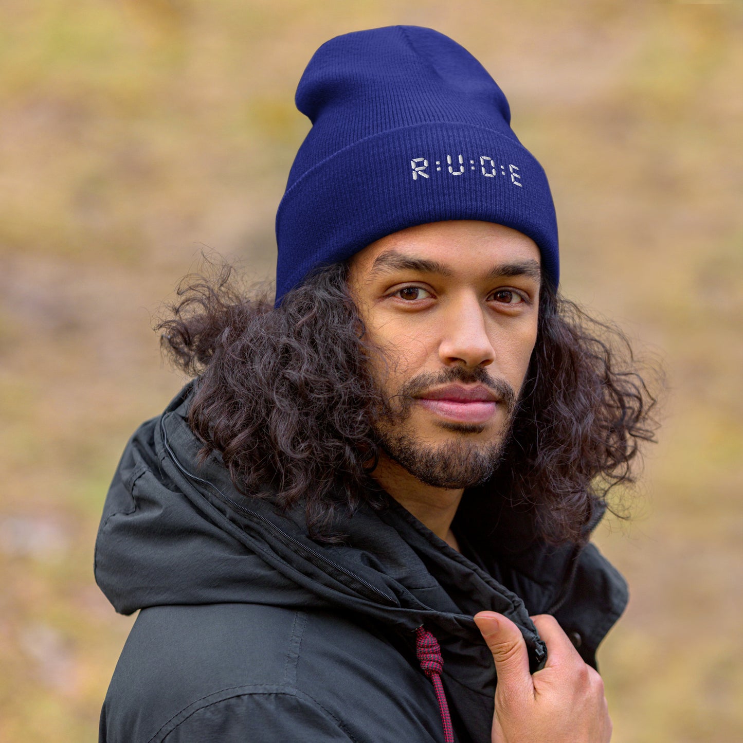 Cuffed Beanie hat. (with WHITE EMBROIDERED logo. Available in 8 colours