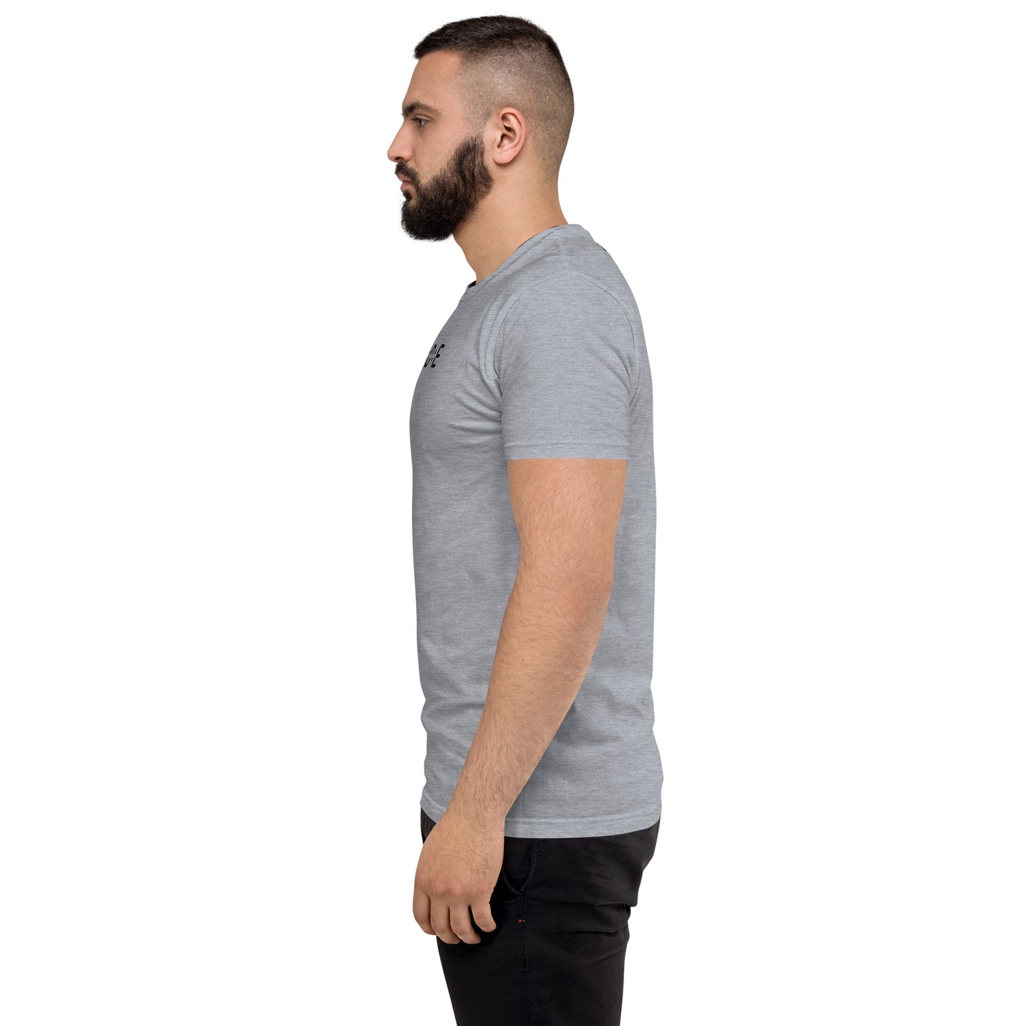 Men's Short Sleeve fitted T-shirt. 100% cotton. PRINTED logo front and back. Perfect for all occasions or for working out at the gym.