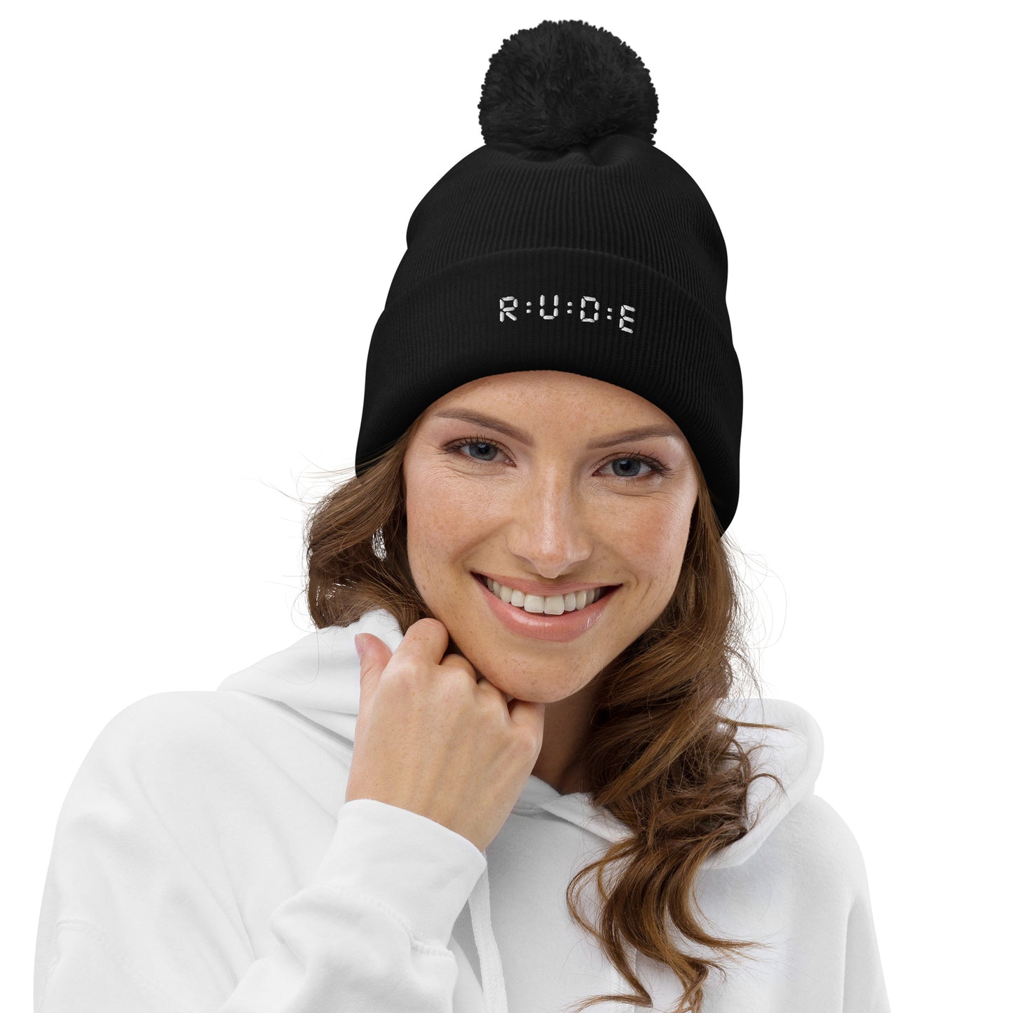 One size, Pom Pom Beanie (with EMBROIDERED logo. Available in 6 colours