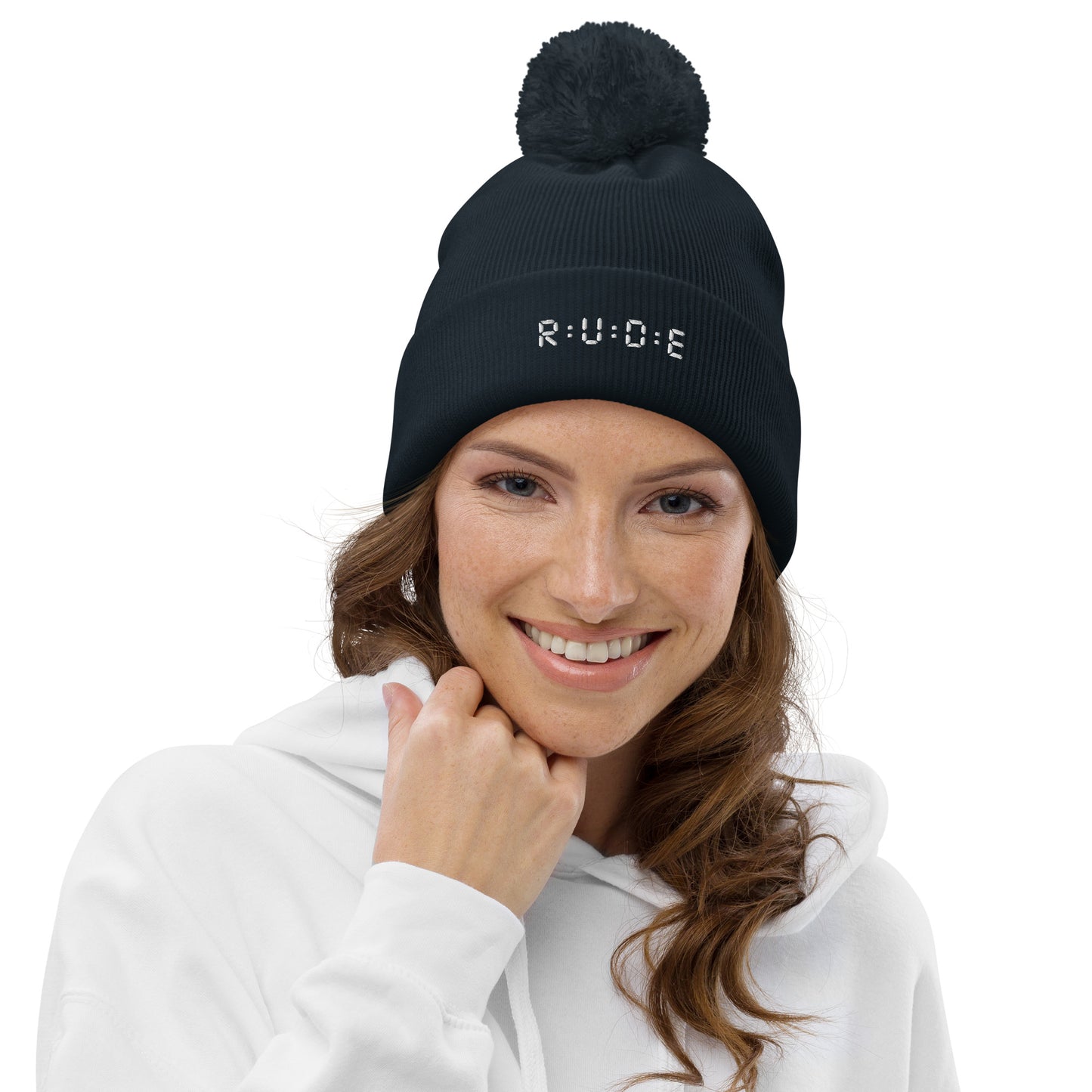 One size, Pom Pom Beanie (with EMBROIDERED logo. Available in 6 colours
