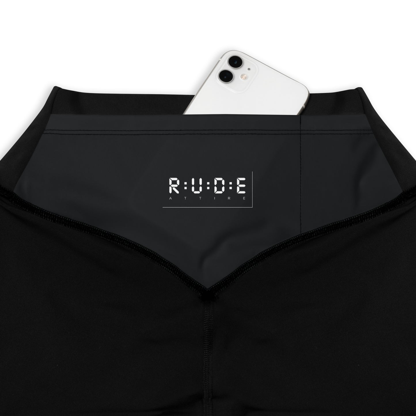 Sports Leggings in Black with with printed logo on ankles. None see through. Essential phone pocket (a perfect match with our Longline sports bra).