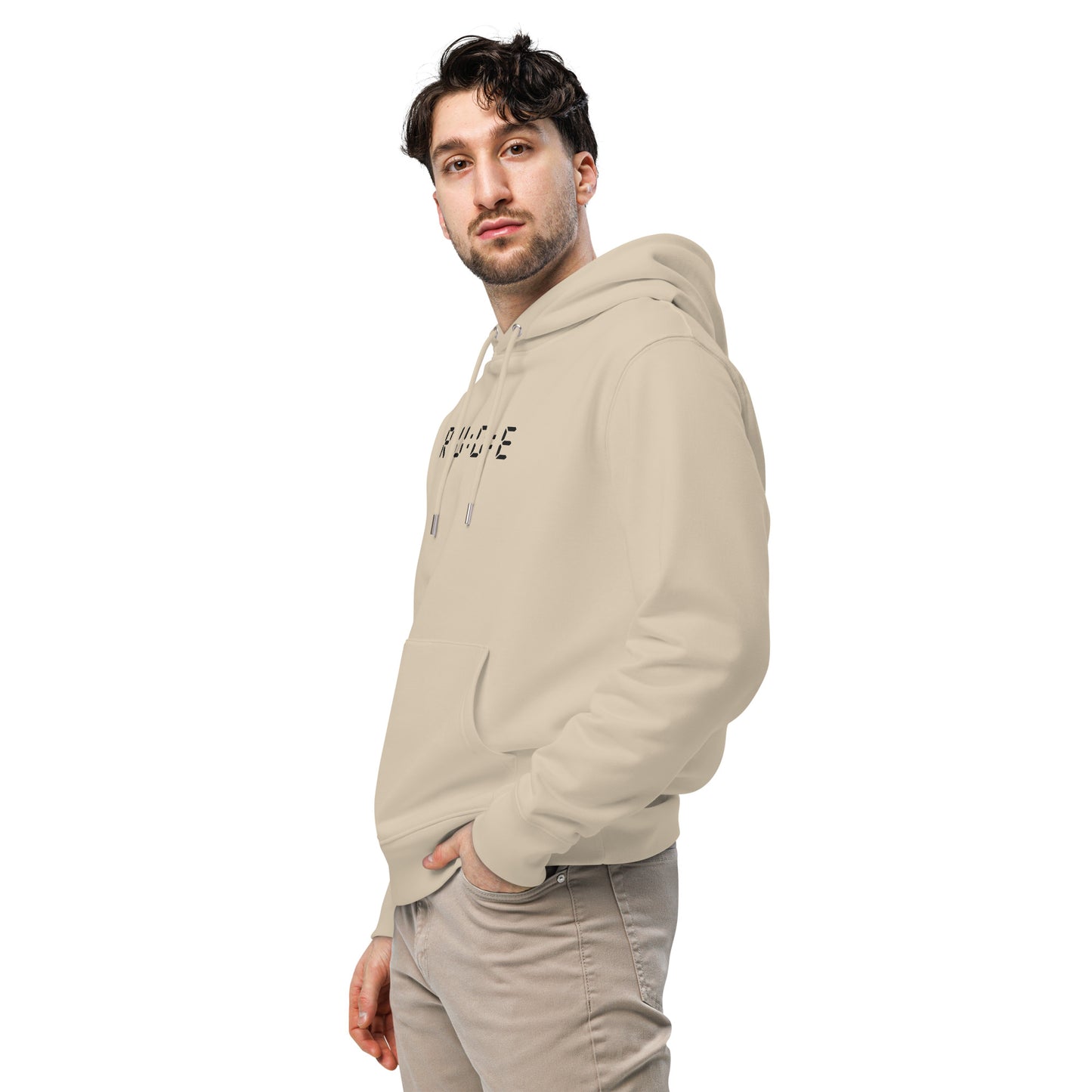 350gsm luxury cosy eco hoodie (with EMBROIDERED Black logo detail to front and printed logo to back). 85% COTTON, available in 3 colours.