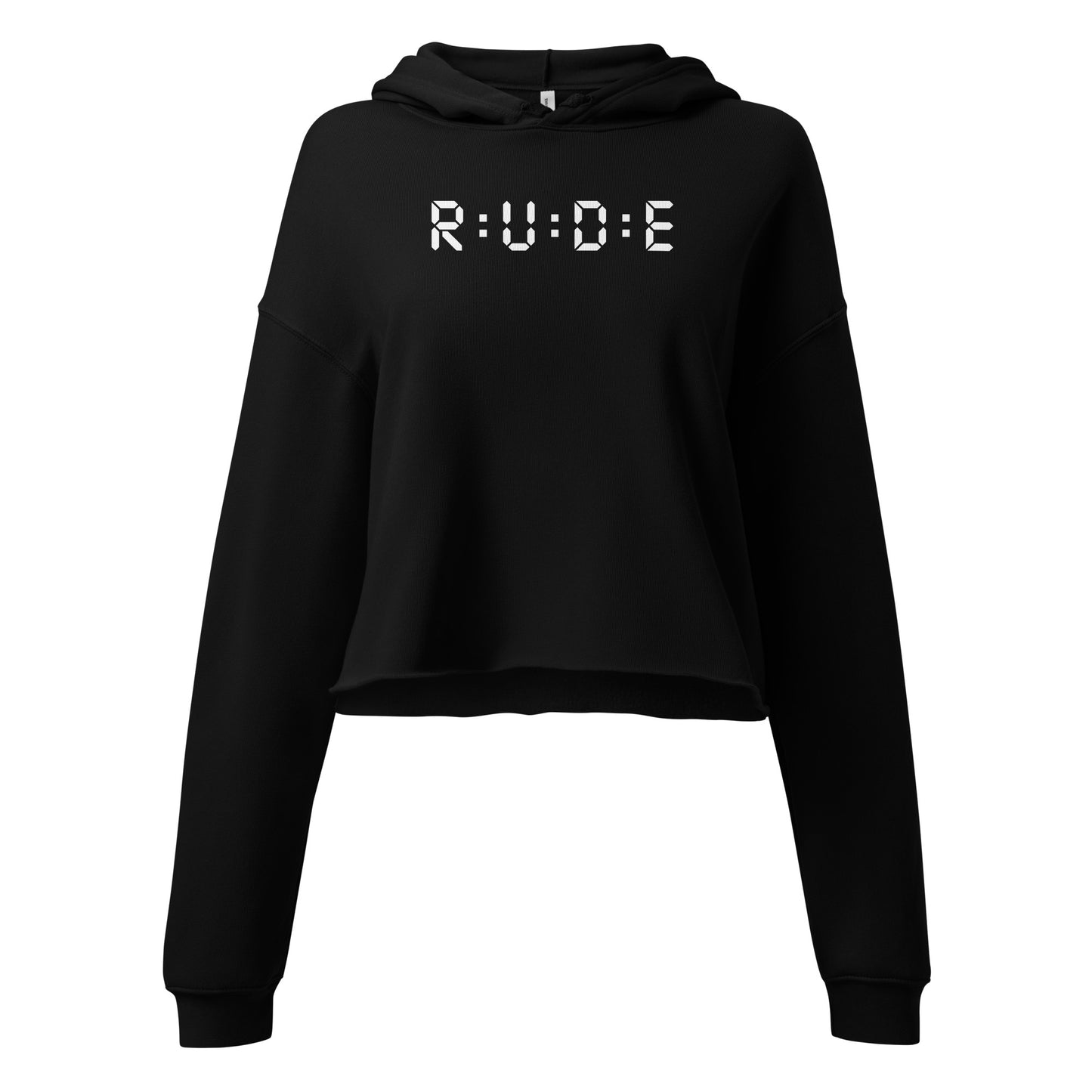High Fashion Crop Hoodie with printed logo.