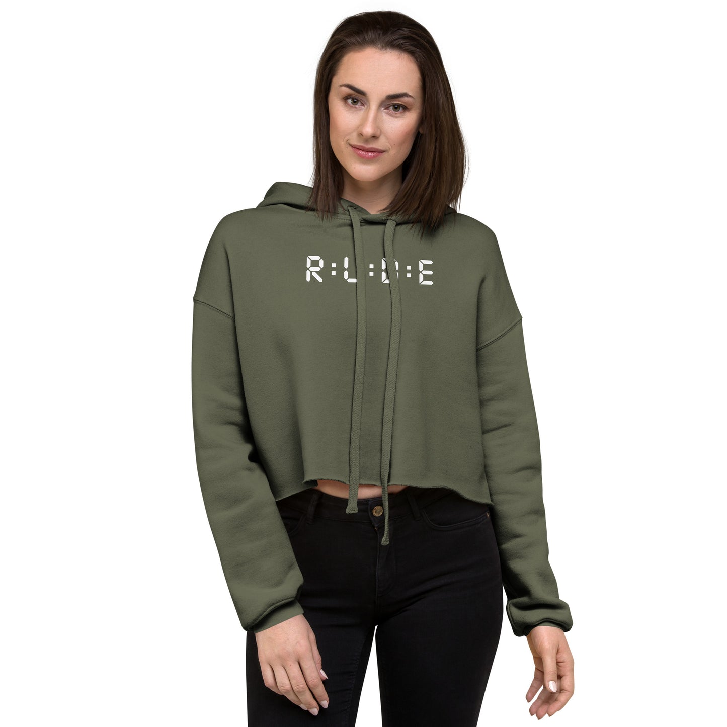 High Fashion Crop Hoodie with printed logo.