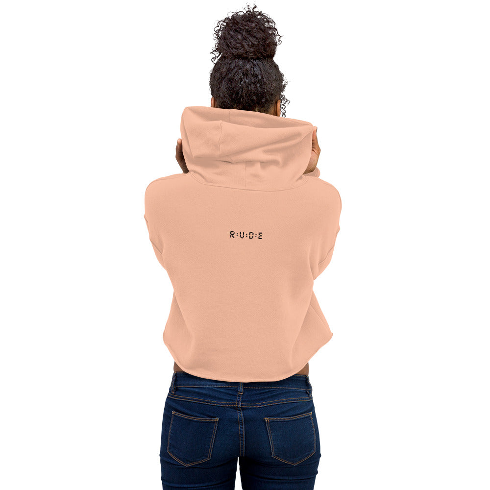 High Fashion Crop Hoodie with printed logo.