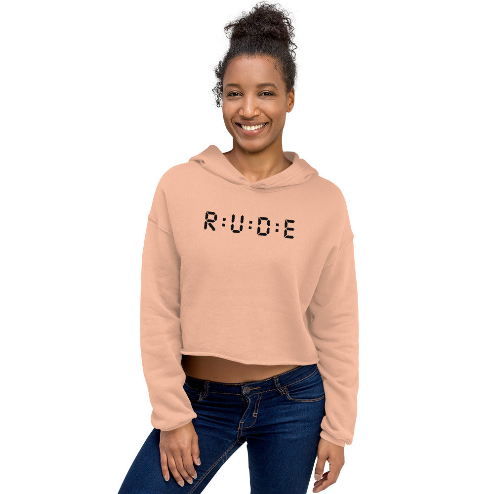 High Fashion Crop Hoodie with printed logo.