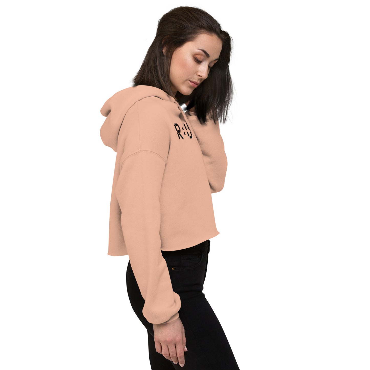 High Fashion Crop Hoodie with printed logo.
