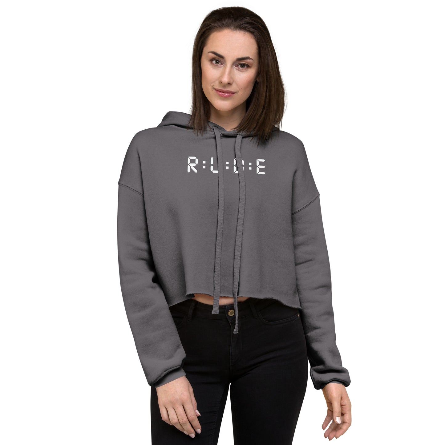 High Fashion Crop Hoodie with printed logo.