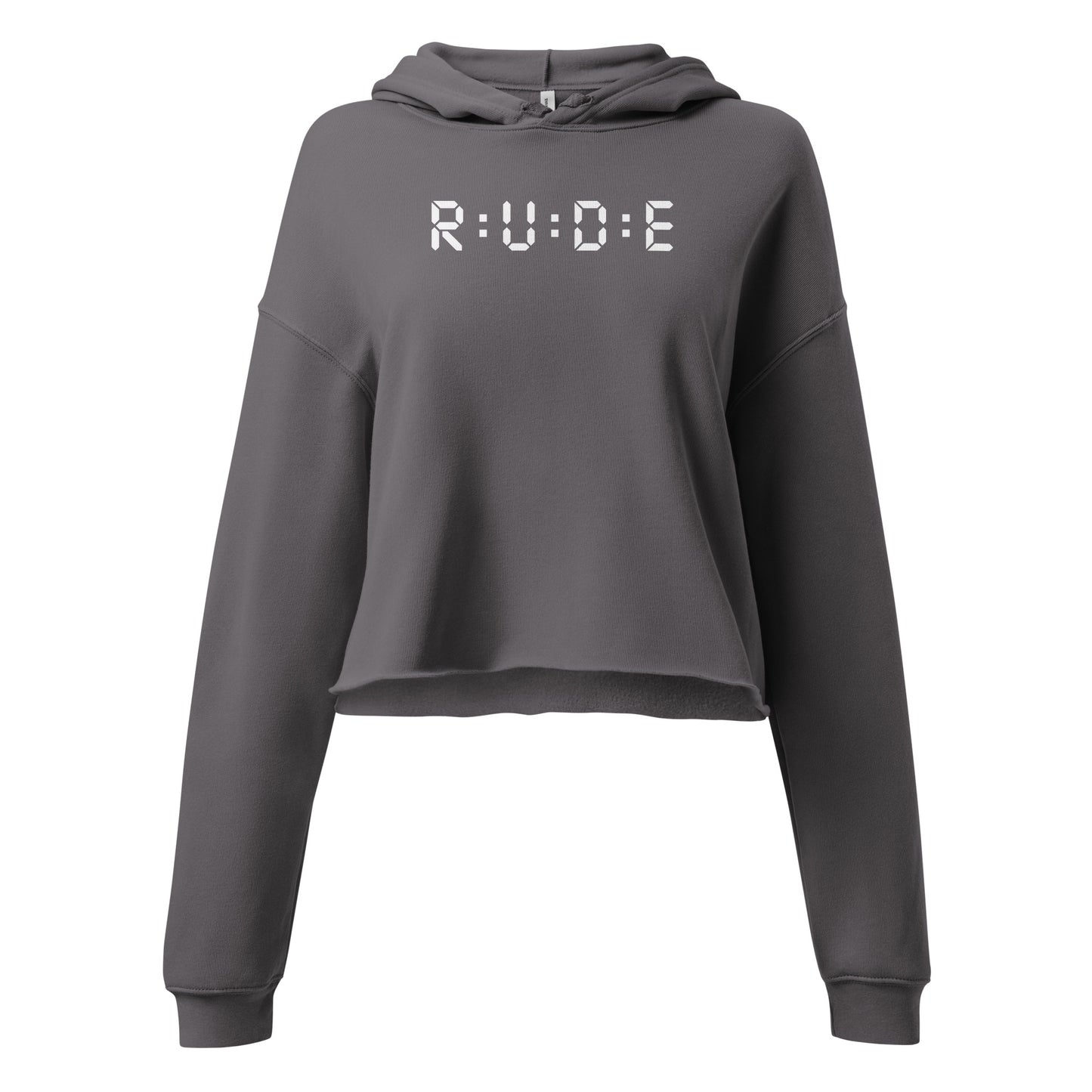 High Fashion Crop Hoodie with printed logo.