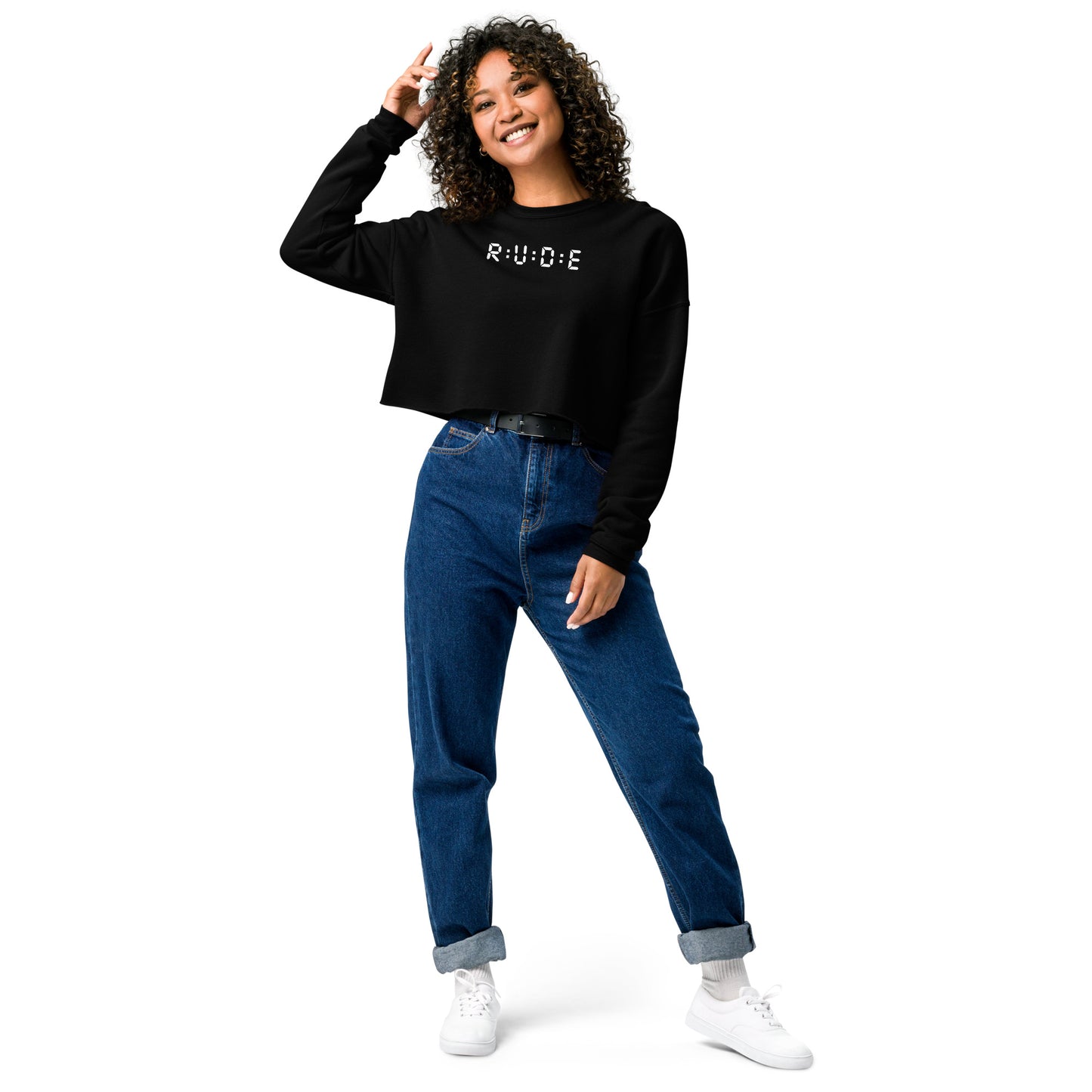Crop Sweatshirt with Embroidered Logo.