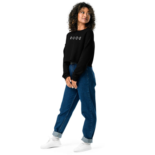 Women's Crop Sweatshirt Black Embroidered Logo – Rude Attire Streetwear