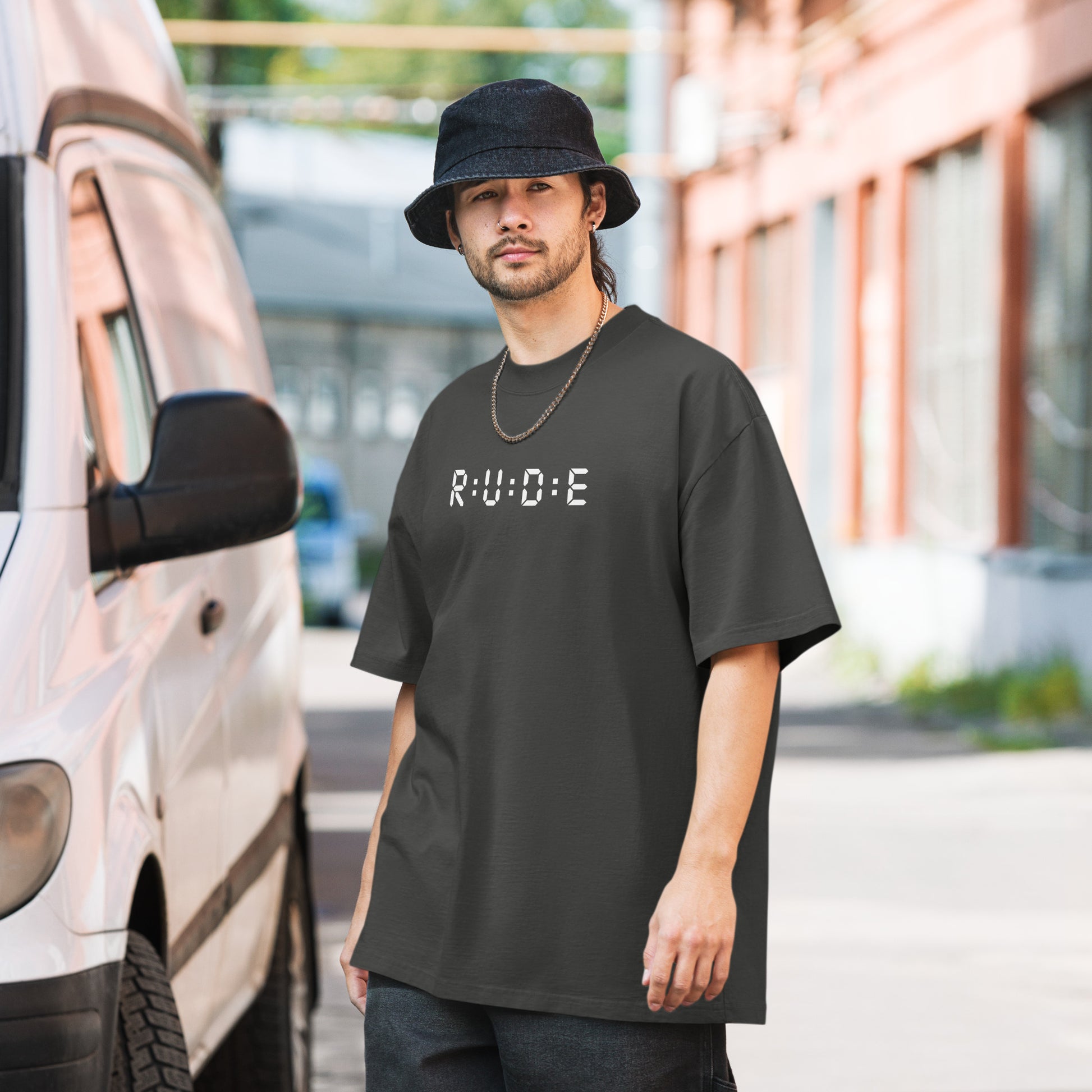 Unisex Oversized Faded T-Shirt faded coal. Washed Streetwear Tee | Rude Attire