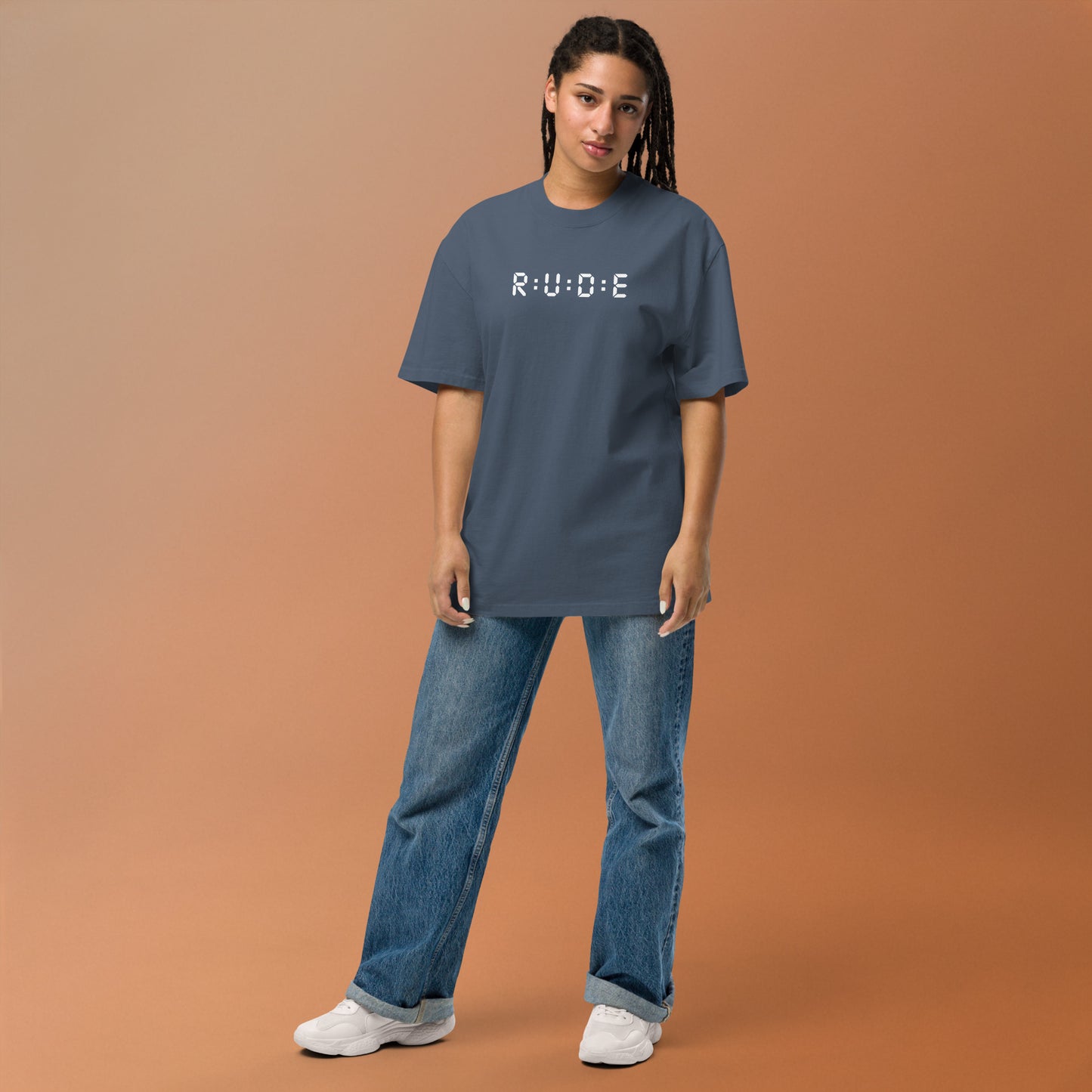 Unisex Oversized Faded T-Shirt faded indigo. Washed Streetwear Tee | Rude Attire