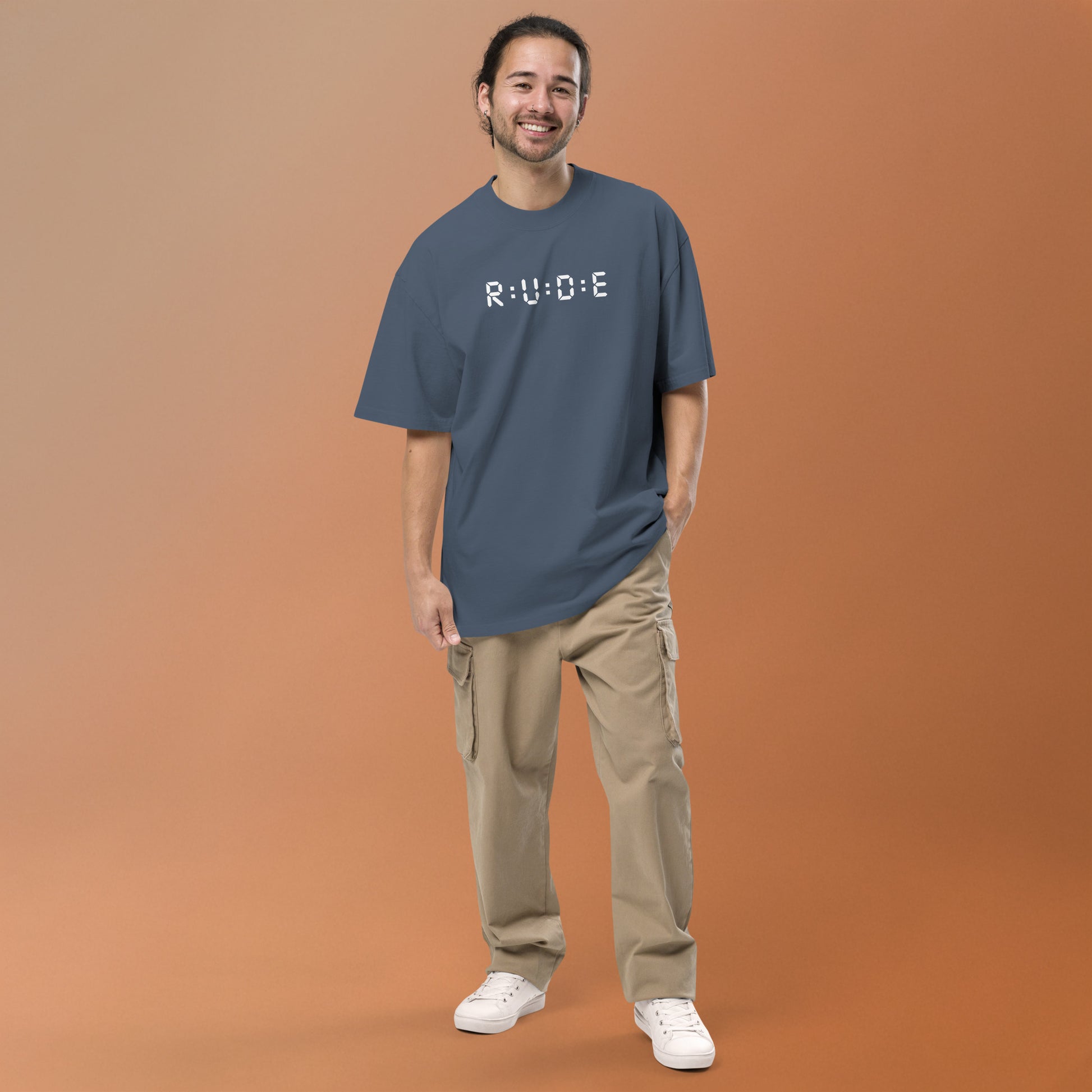 Unisex Oversized Faded T-Shirt faded indigo. Washed Streetwear Tee | Rude Attire