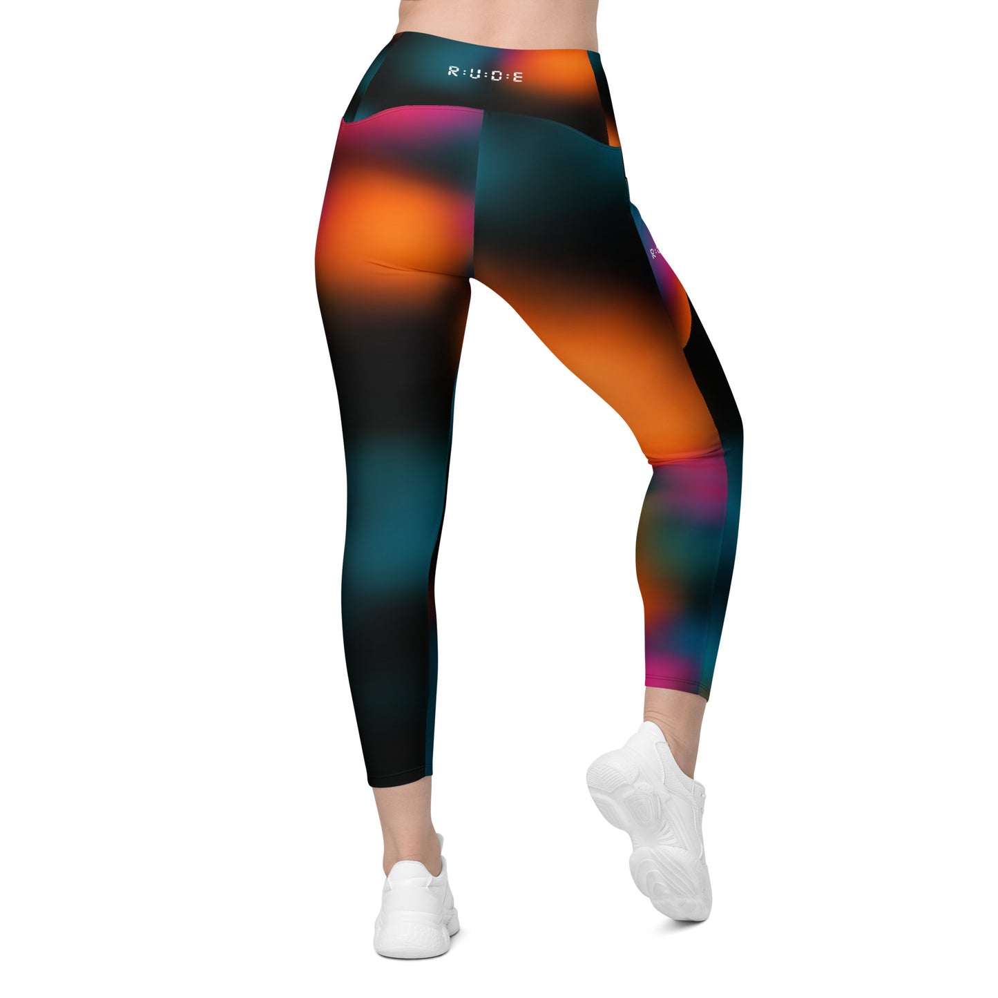 Active Leggings with Pockets (Black & Solar Print)