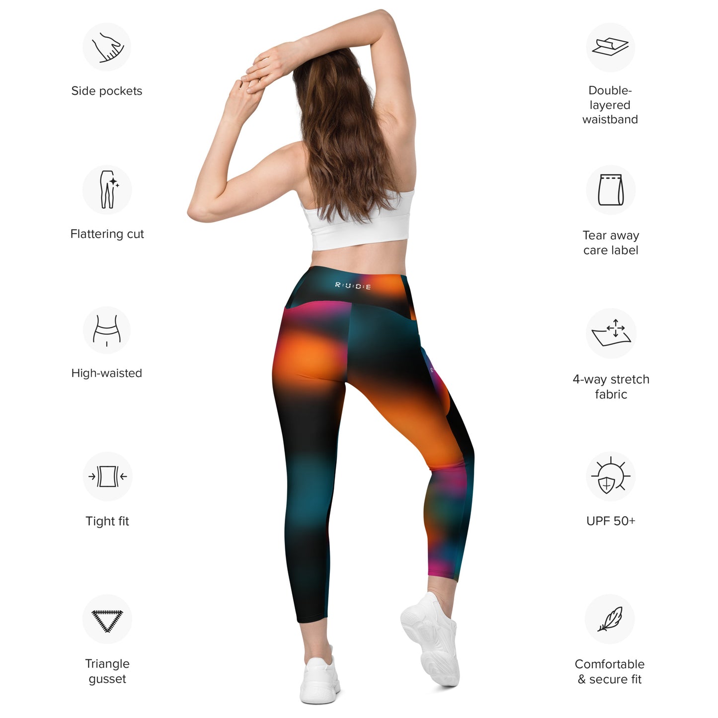 Active Leggings with Pockets (Black & Solar Print)