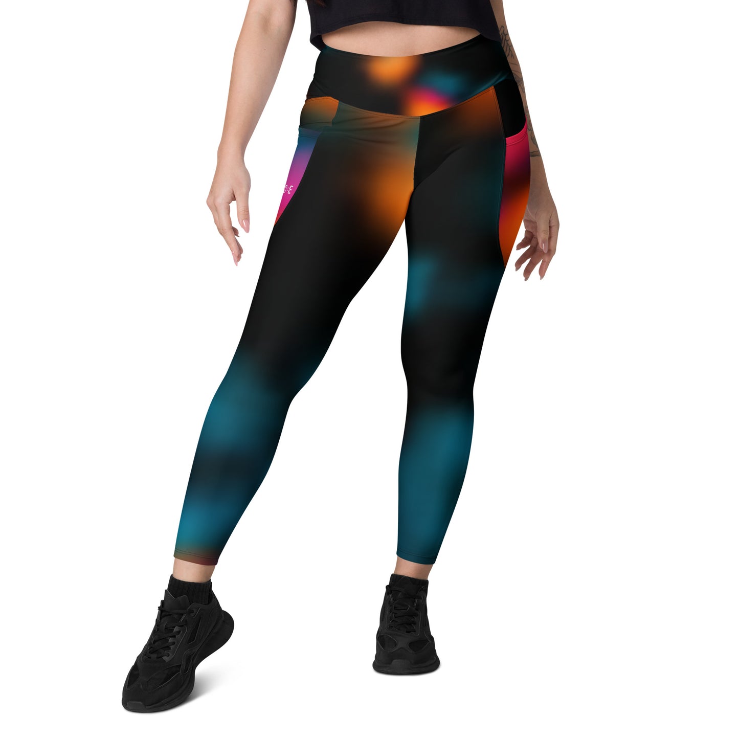 Active Leggings with Pockets (Black & Solar Print)