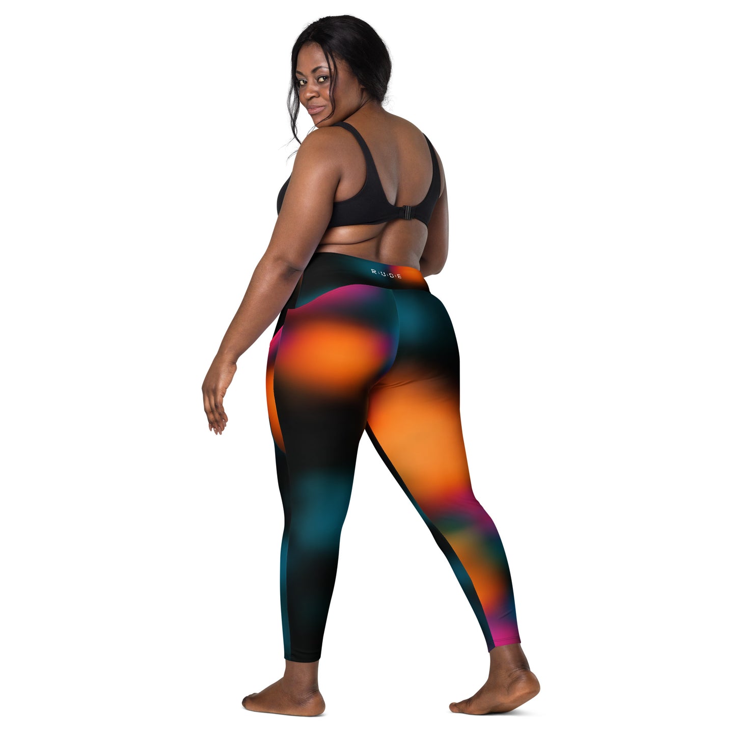 Active Leggings with Pockets (Black & Solar Print)