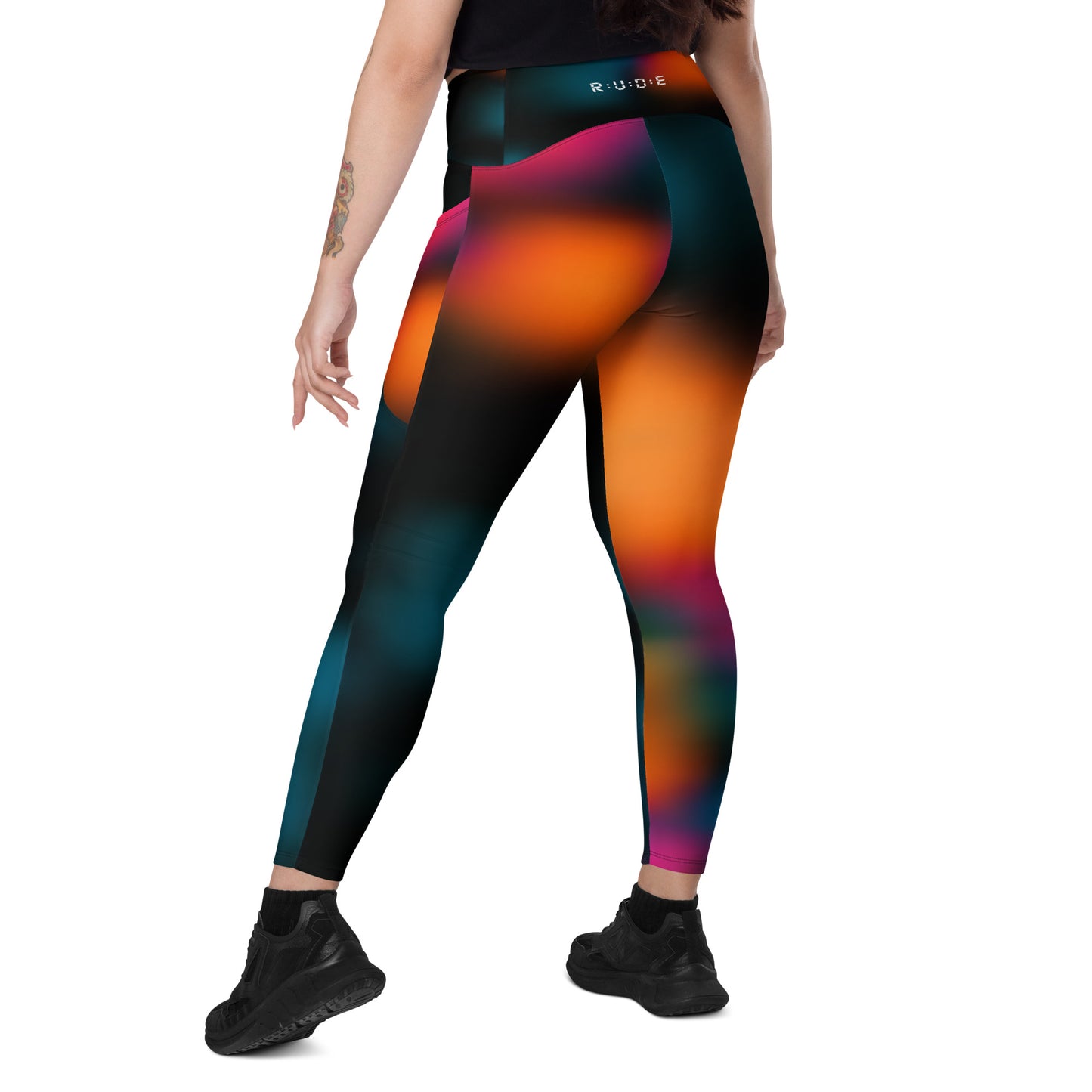 Active Leggings with Pockets (Black & Solar Print)