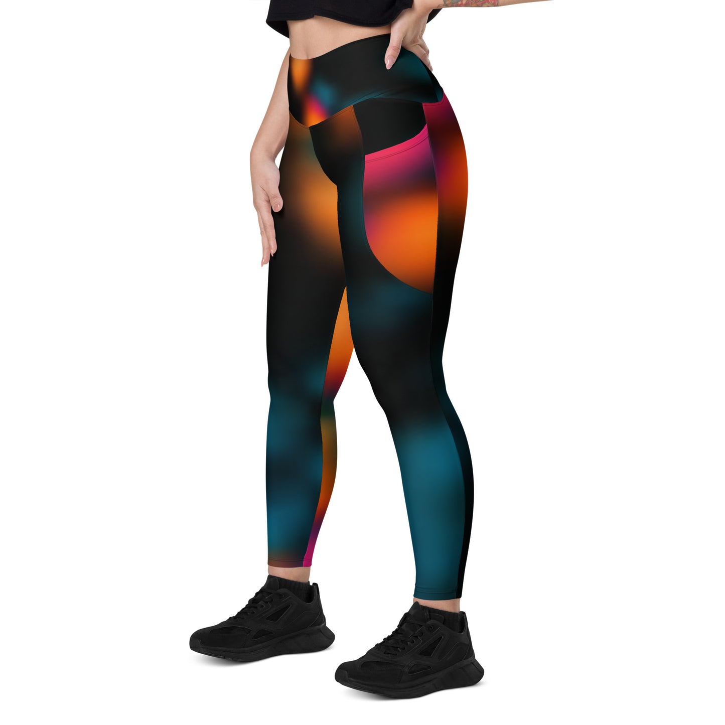 Active Leggings with Pockets (Black & Solar Print)