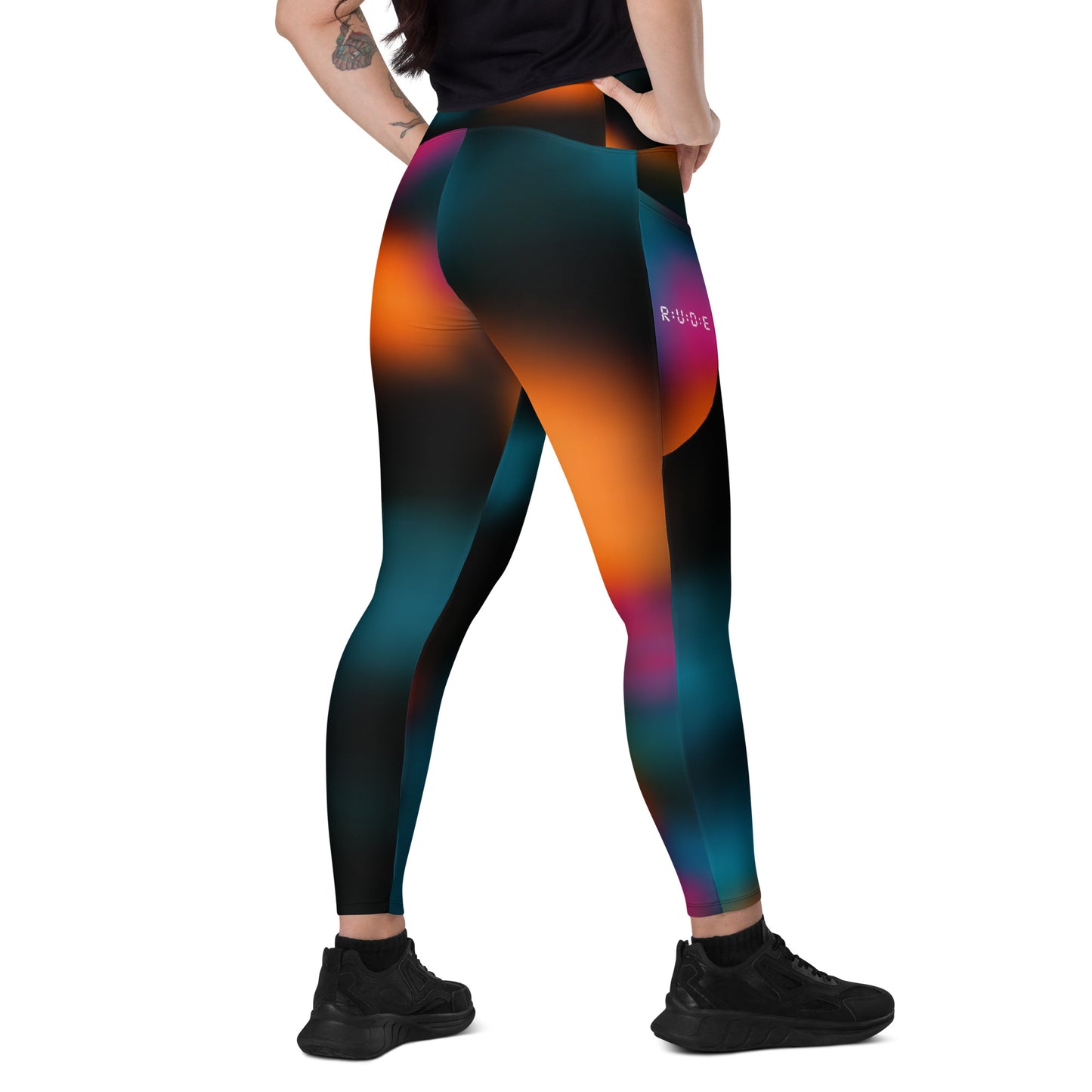 Active Leggings with Pockets (Black & Solar Print)