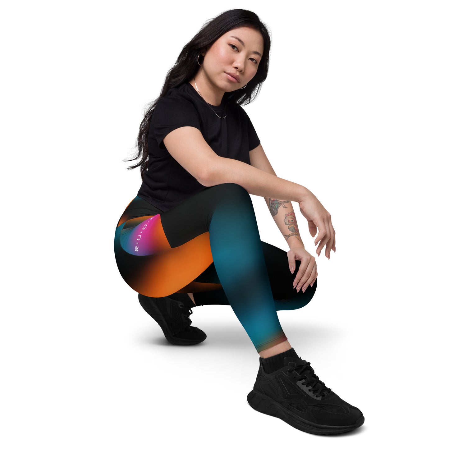 Active Leggings with Pockets (Black & Solar Print)