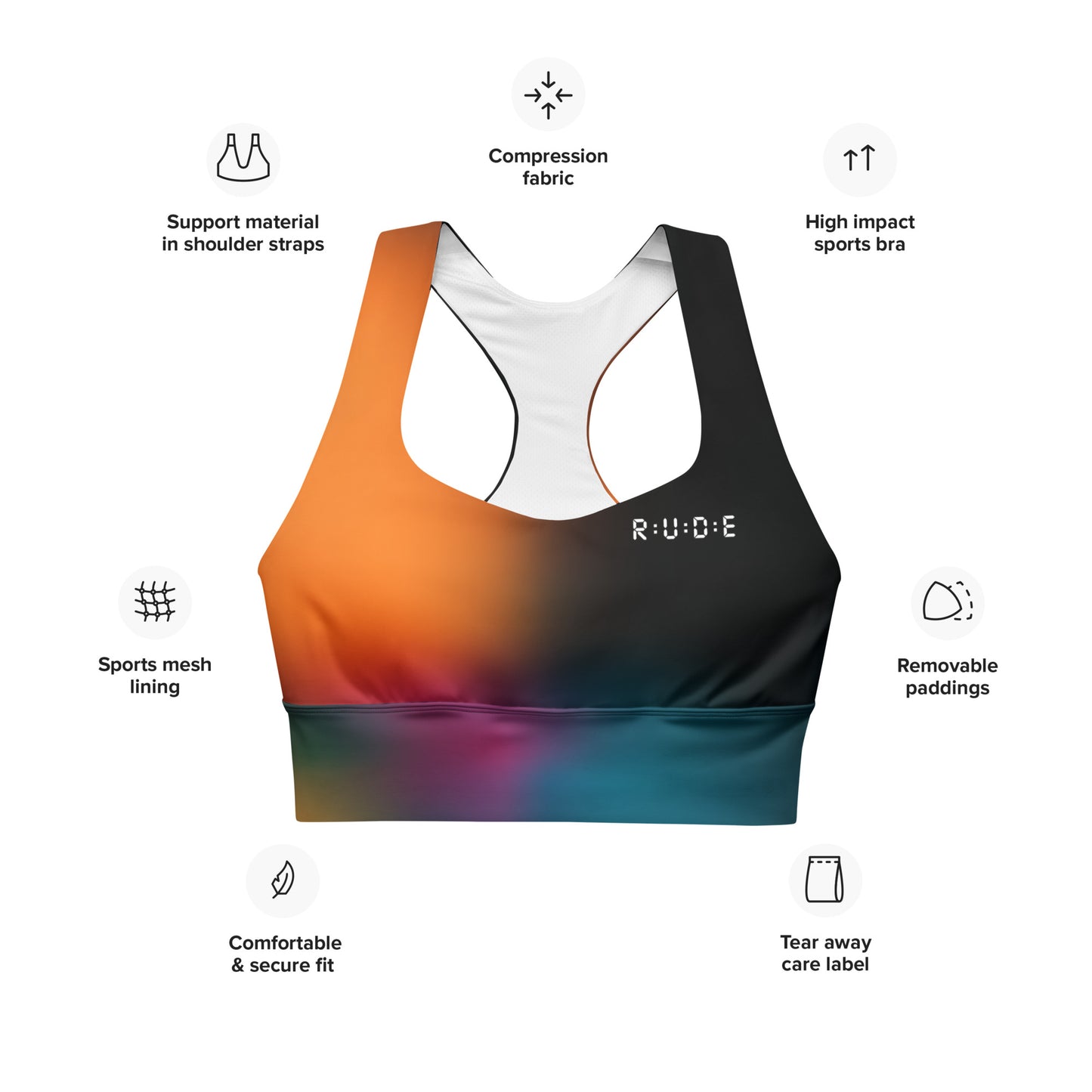 Active Longline sports bra (Solar print) goes perfectly with our Active Leggings with pockets -'Recycled'