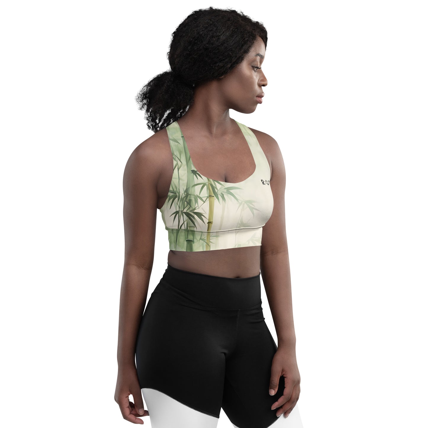 Active Longline sports bra in Bamboo pattern, a perfect match with our Active Essential Yoga Leggings.