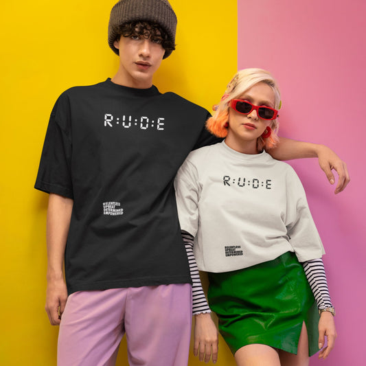 Oversized faded T-shirt in 4 colours with printed logo and meaning to front and logo on back. 100% carded cotton. 240 gsm