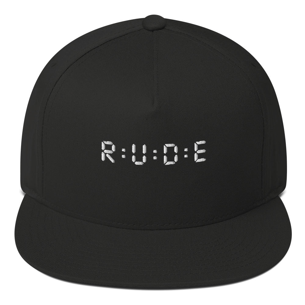 Flat Bill Cap, one size (with WHITE EMBROIDERED logo detail) available in 3 colours.