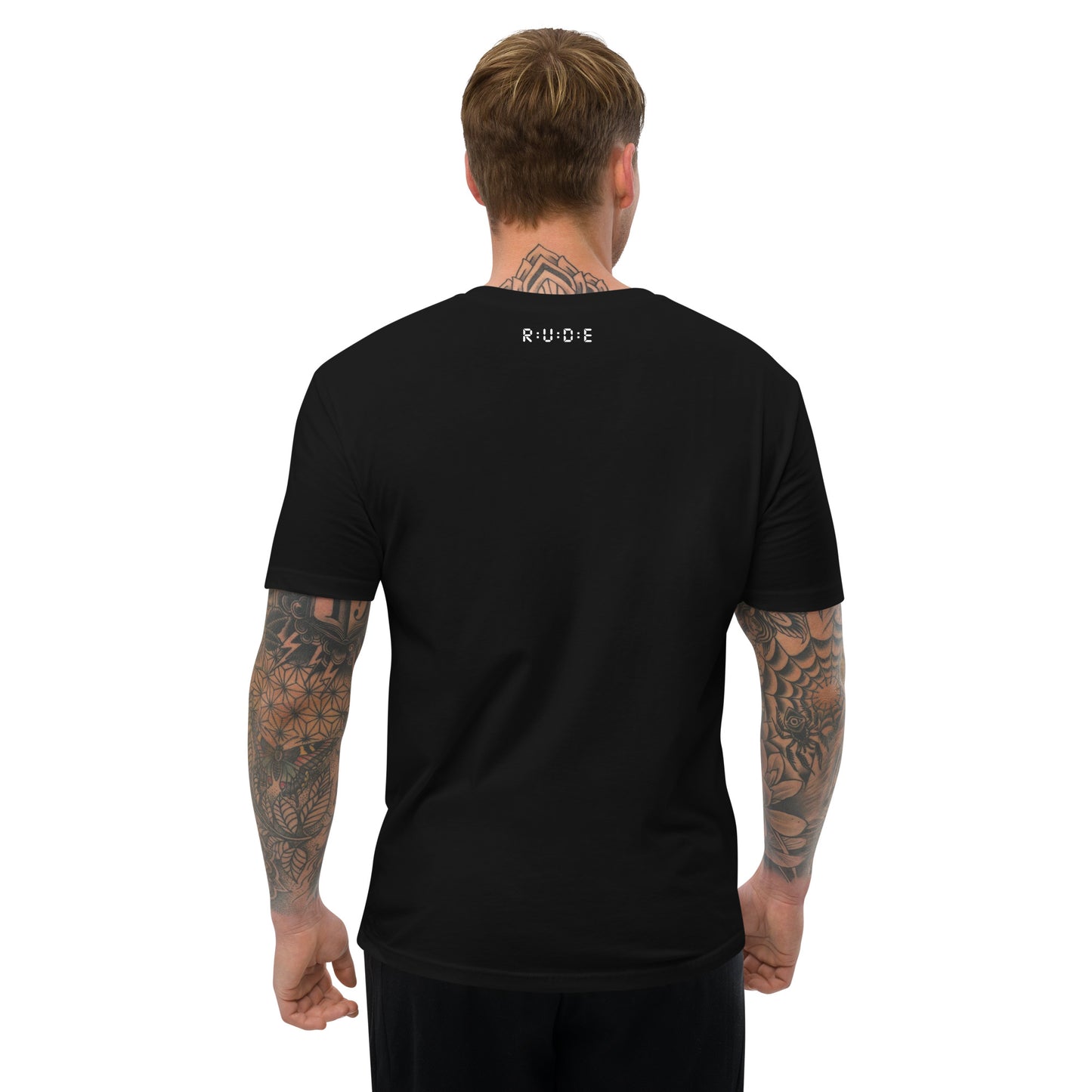 Men's Short Sleeve fitted T-shirt. 100% cotton. PRINTED logo front and back. Perfect for all occasions or for working out at the gym.