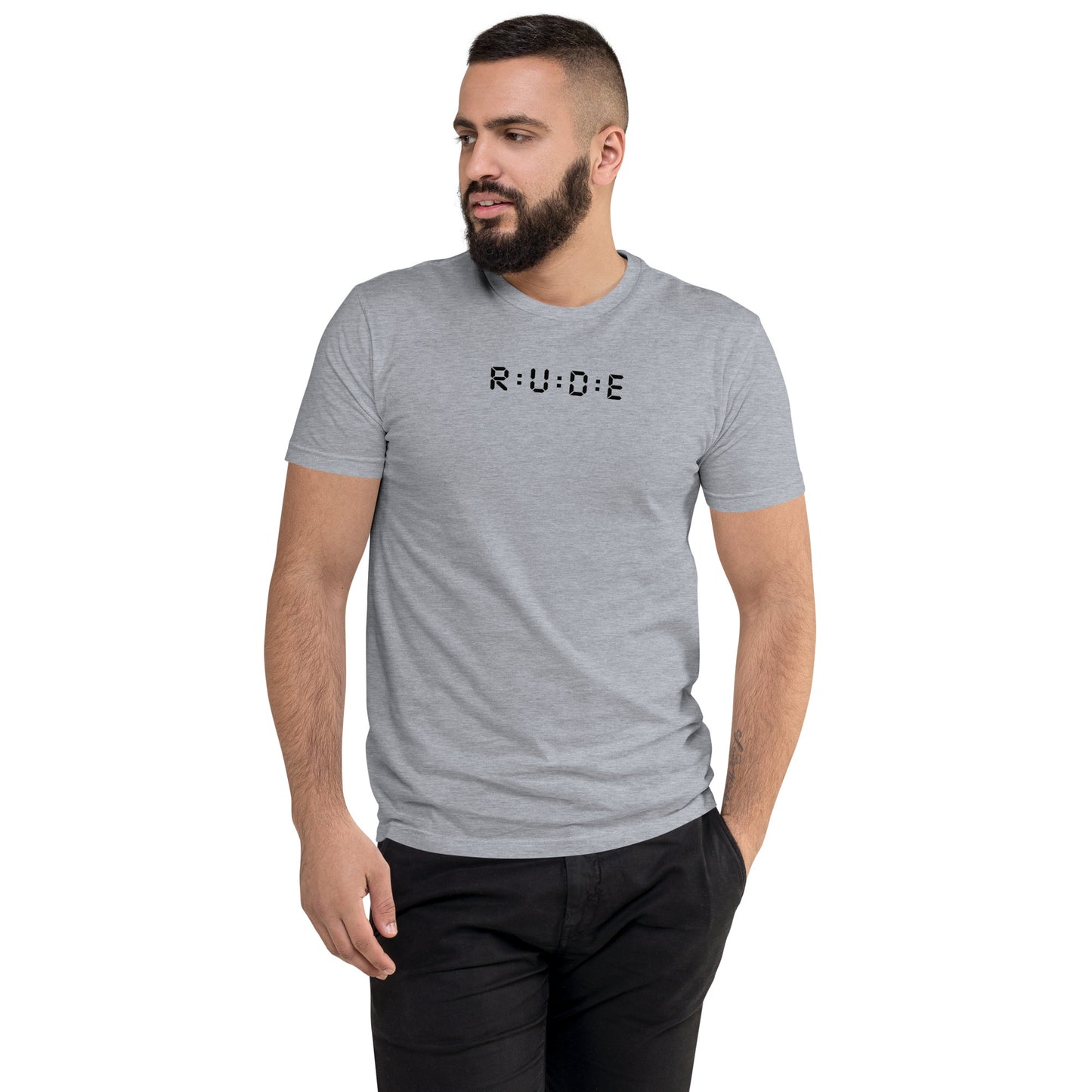 Men's Short Sleeve fitted T-shirt. 100% cotton. PRINTED logo front and back. Perfect for all occasions or for working out at the gym.