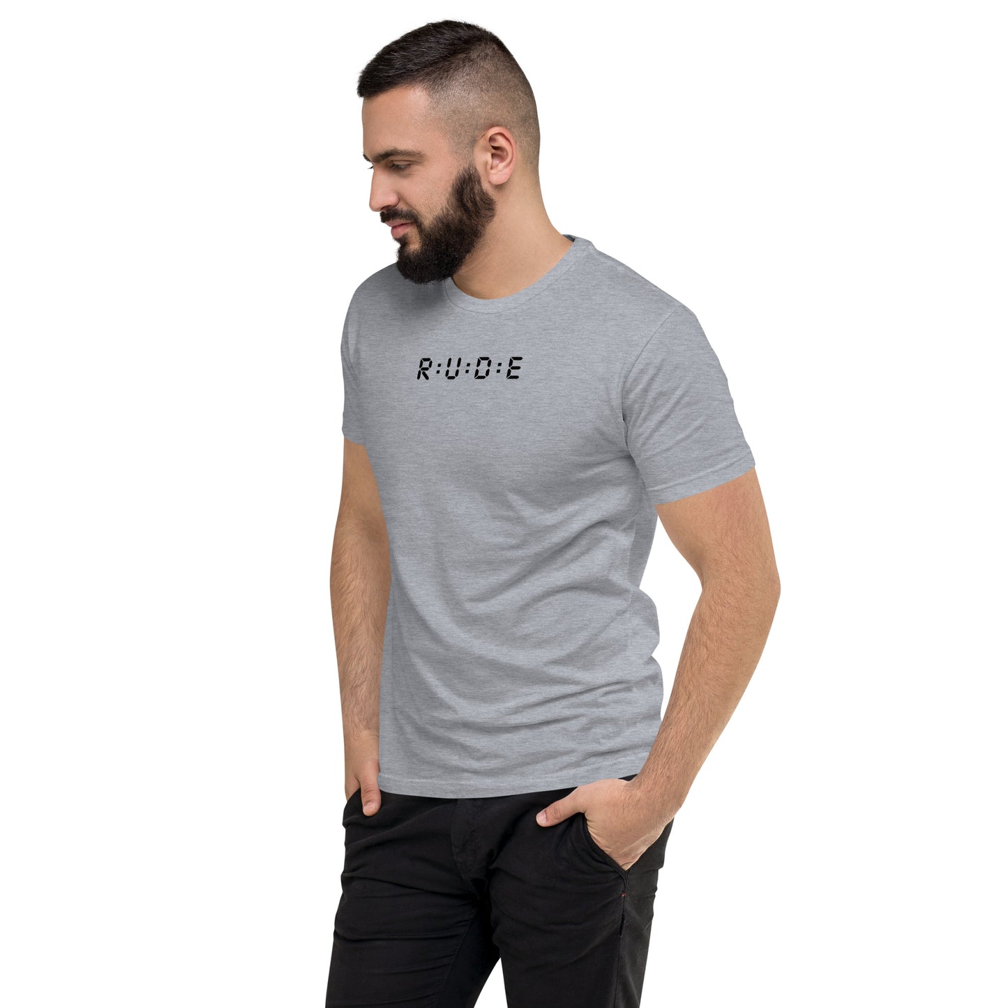 Men's Short Sleeve fitted T-shirt. 100% cotton. PRINTED logo front and back. Perfect for all occasions or for working out at the gym.