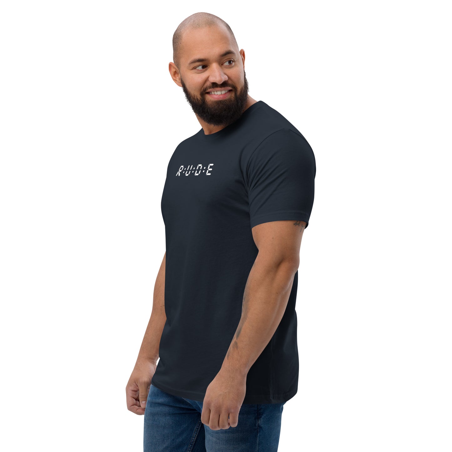 Men's Short Sleeve fitted T-shirt. 100% cotton. PRINTED logo front and back. Perfect for all occasions or for working out at the gym.
