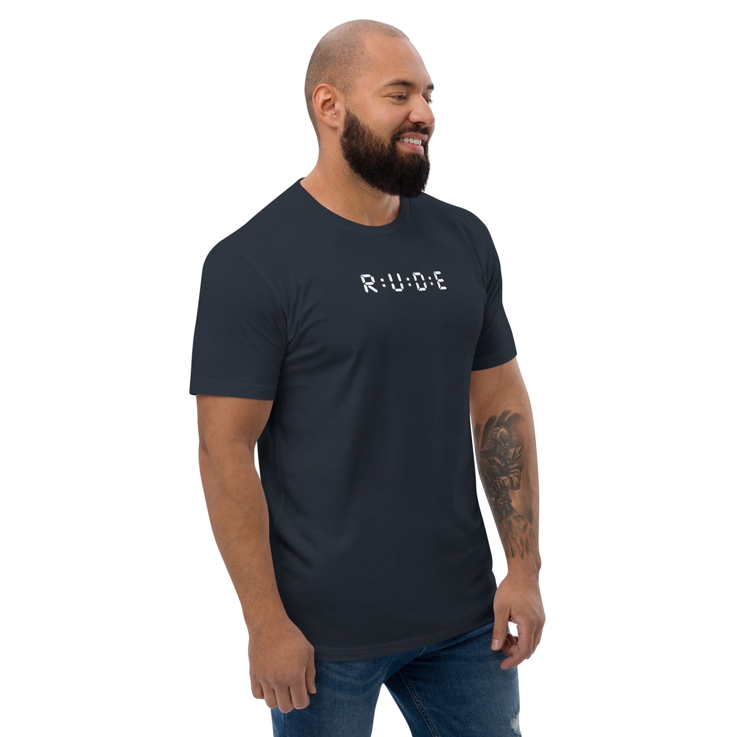 Men's Short Sleeve fitted T-shirt. 100% cotton. PRINTED logo front and back. Perfect for all occasions or for working out at the gym.