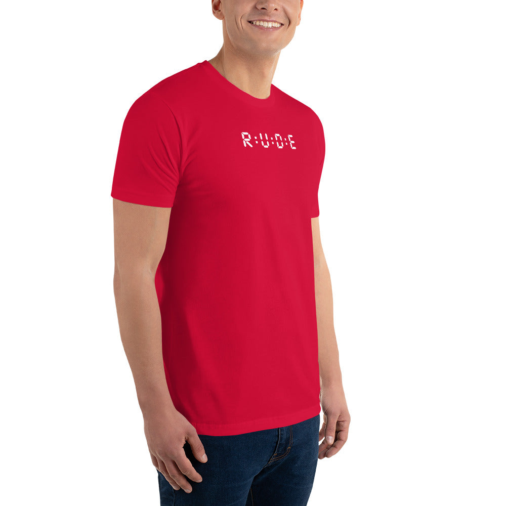 Men's Short Sleeve fitted T-shirt. 100% cotton. PRINTED logo front and back. Perfect for all occasions or for working out at the gym.