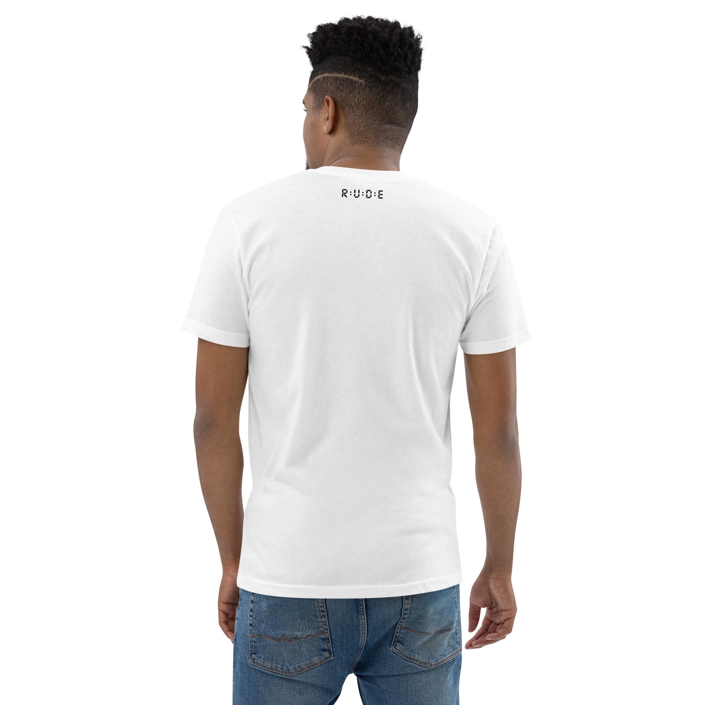 Men's Short Sleeve fitted T-shirt. 100% cotton. PRINTED logo front and back. Perfect for all occasions or for working out at the gym.