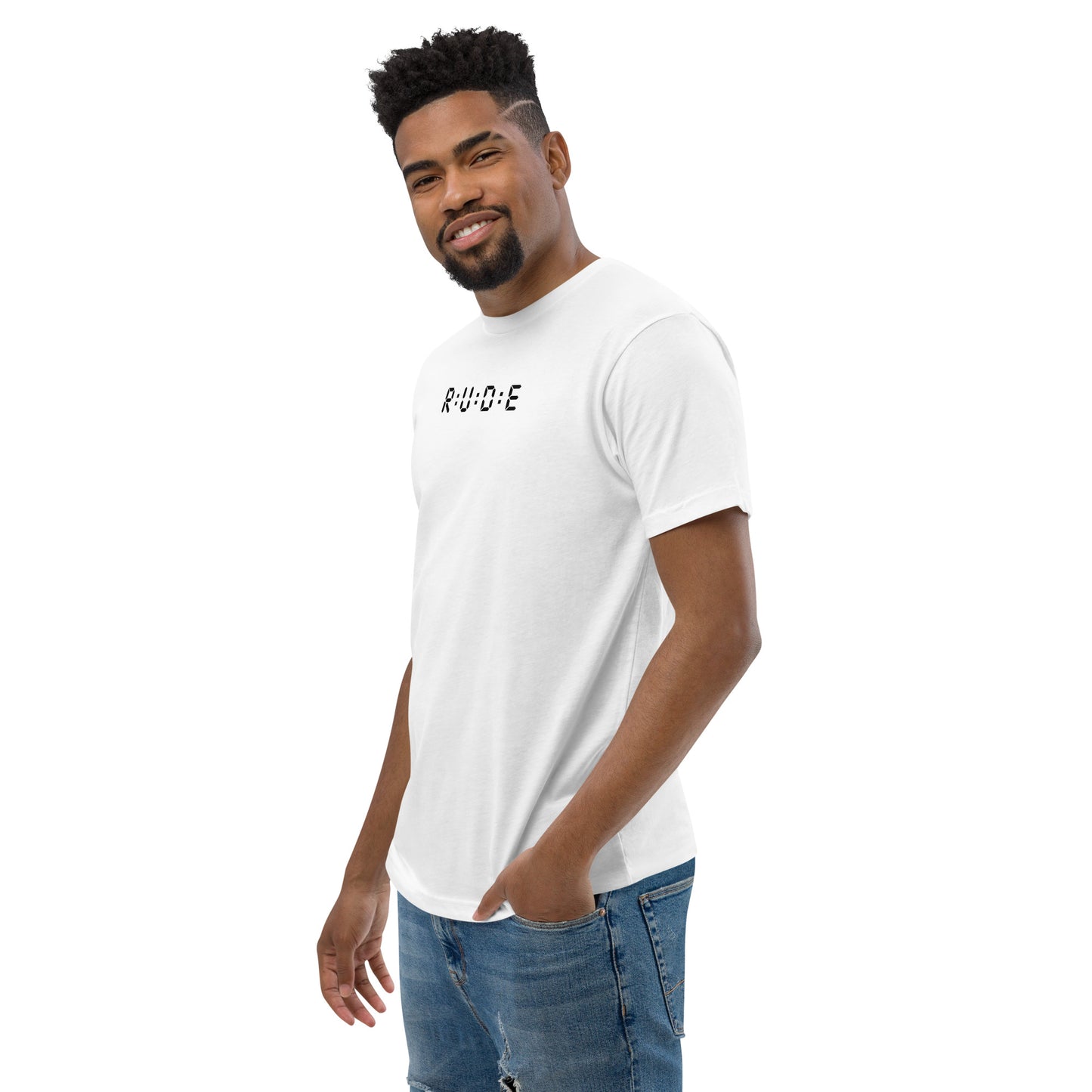 Men's Short Sleeve fitted T-shirt. 100% cotton. PRINTED logo front and back. Perfect for all occasions or for working out at the gym.