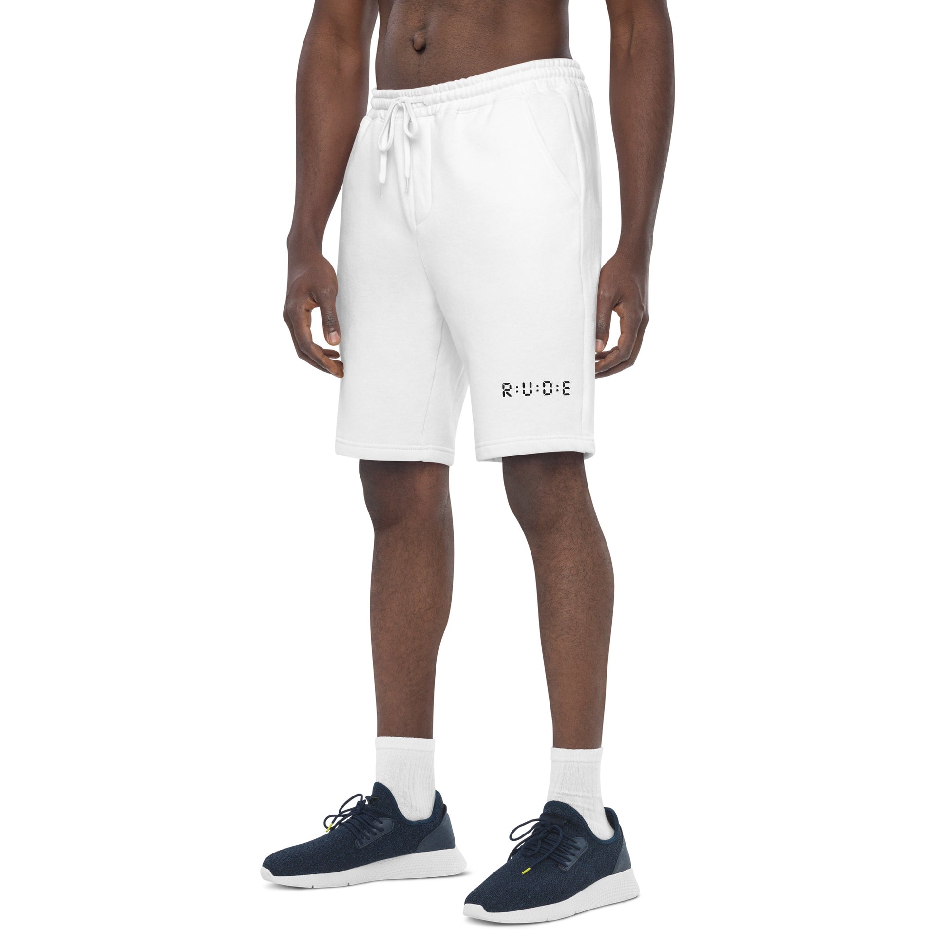 Men's fleece shorts in white – premium streetwear shorts | Rude Attire